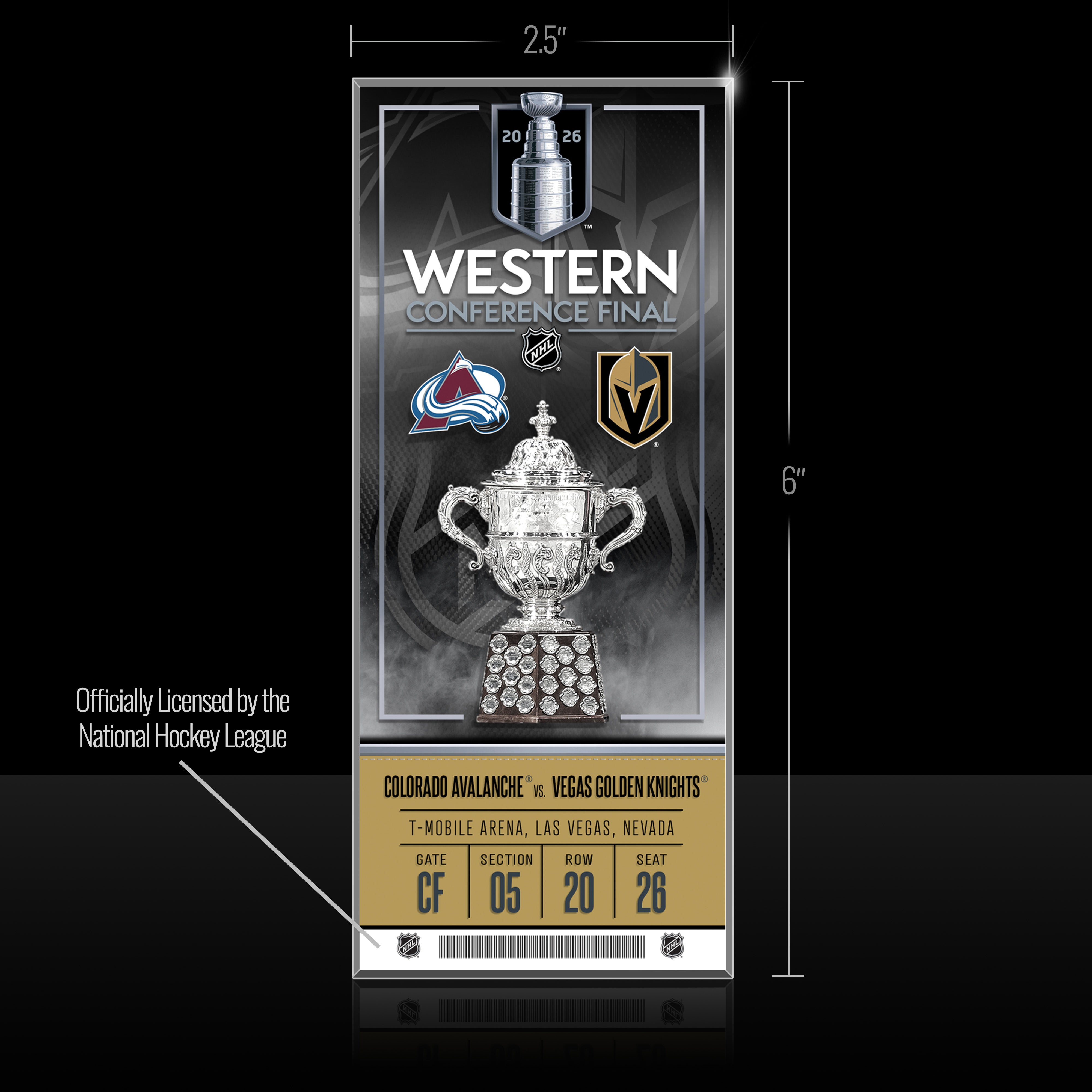 Vegas Golden Knights 2026 NHL Western Conference Final Commemorative Acrylic Ticket