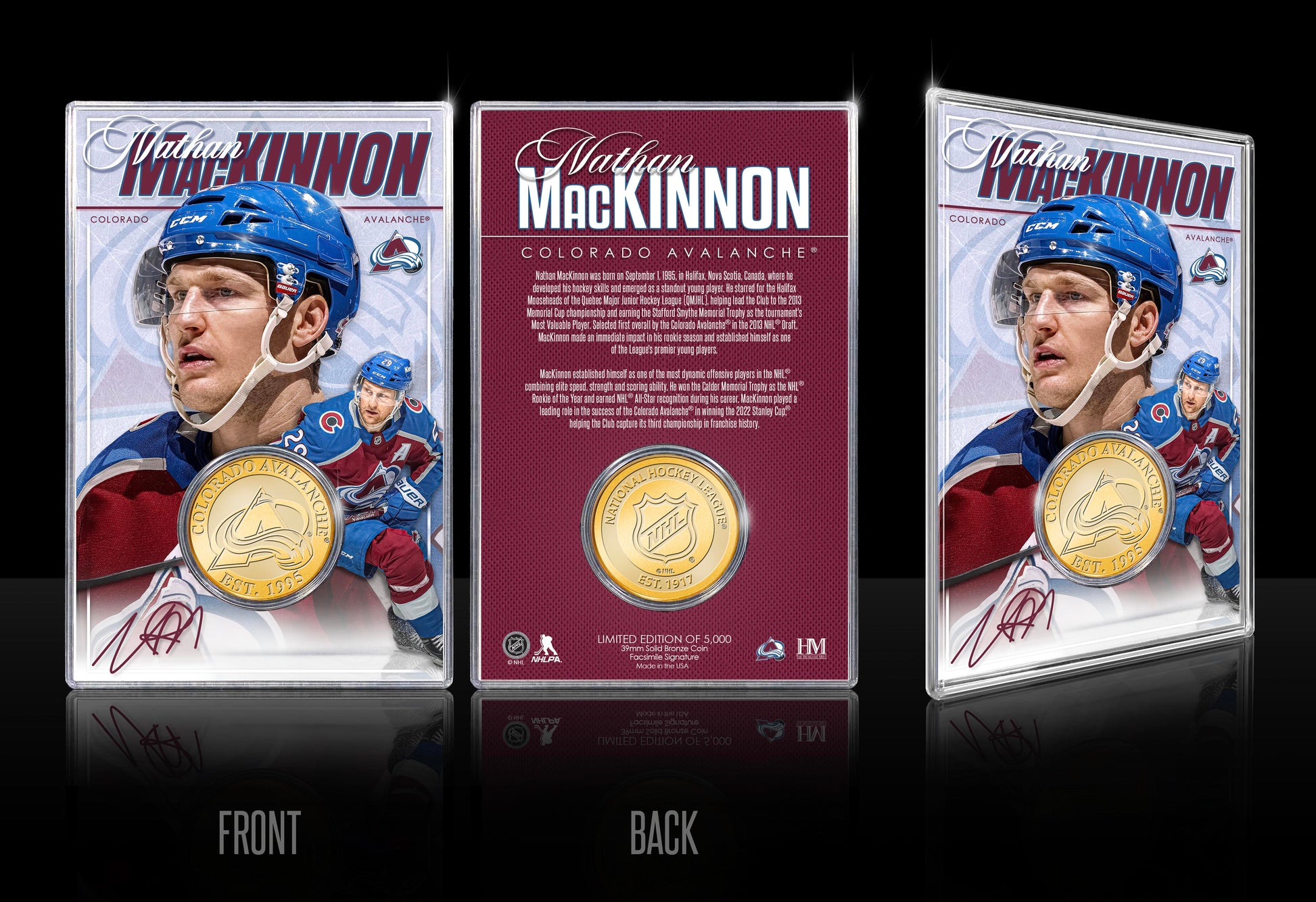 Nathan MacKinnon Colorado Avalanche Bronze Coin Acrylic Holder