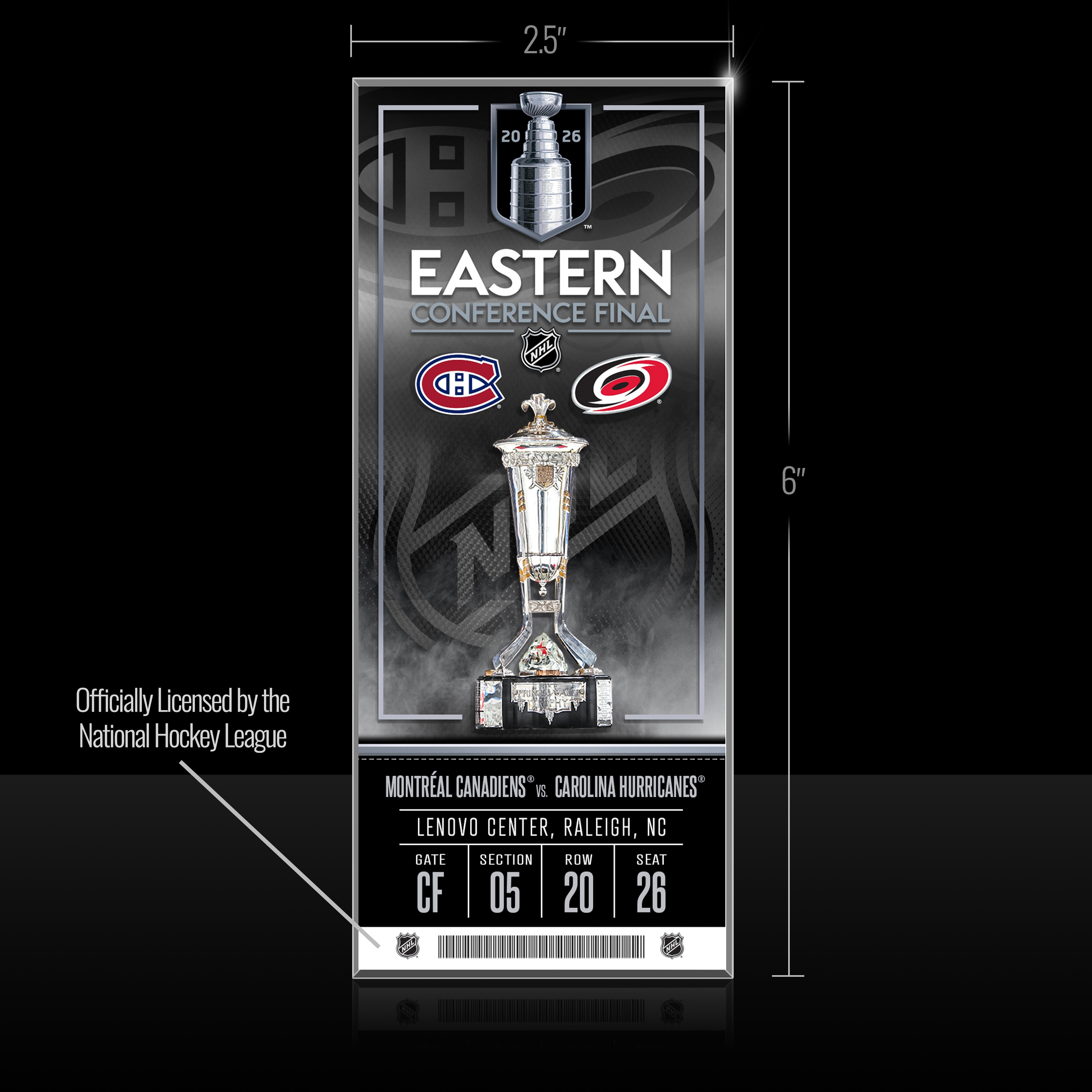Carolina Hurricanes 2026 NHL Eastern Conference Final Commemorative Acrylic Ticket