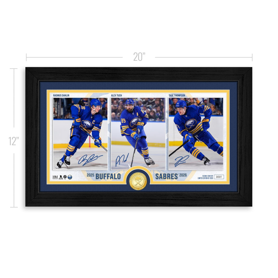 Rasmus Dahlin, Alex Tuch, and Tage Thompson Buffalo Sabres Bronze Coin Photo Mint
