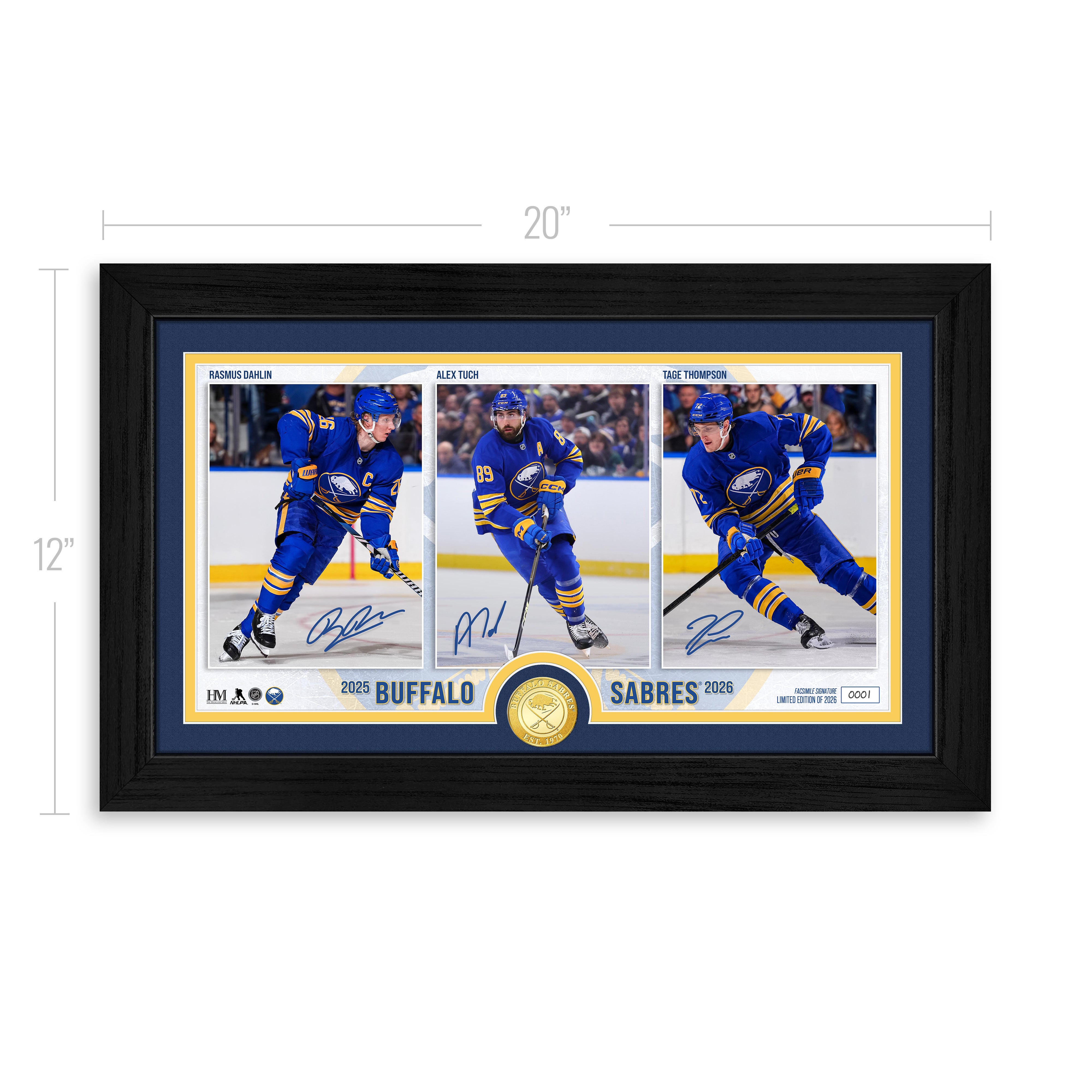 Rasmus Dahlin, Alex Tuch, and Tage Thompson Buffalo Sabres Bronze Coin Photo Mint