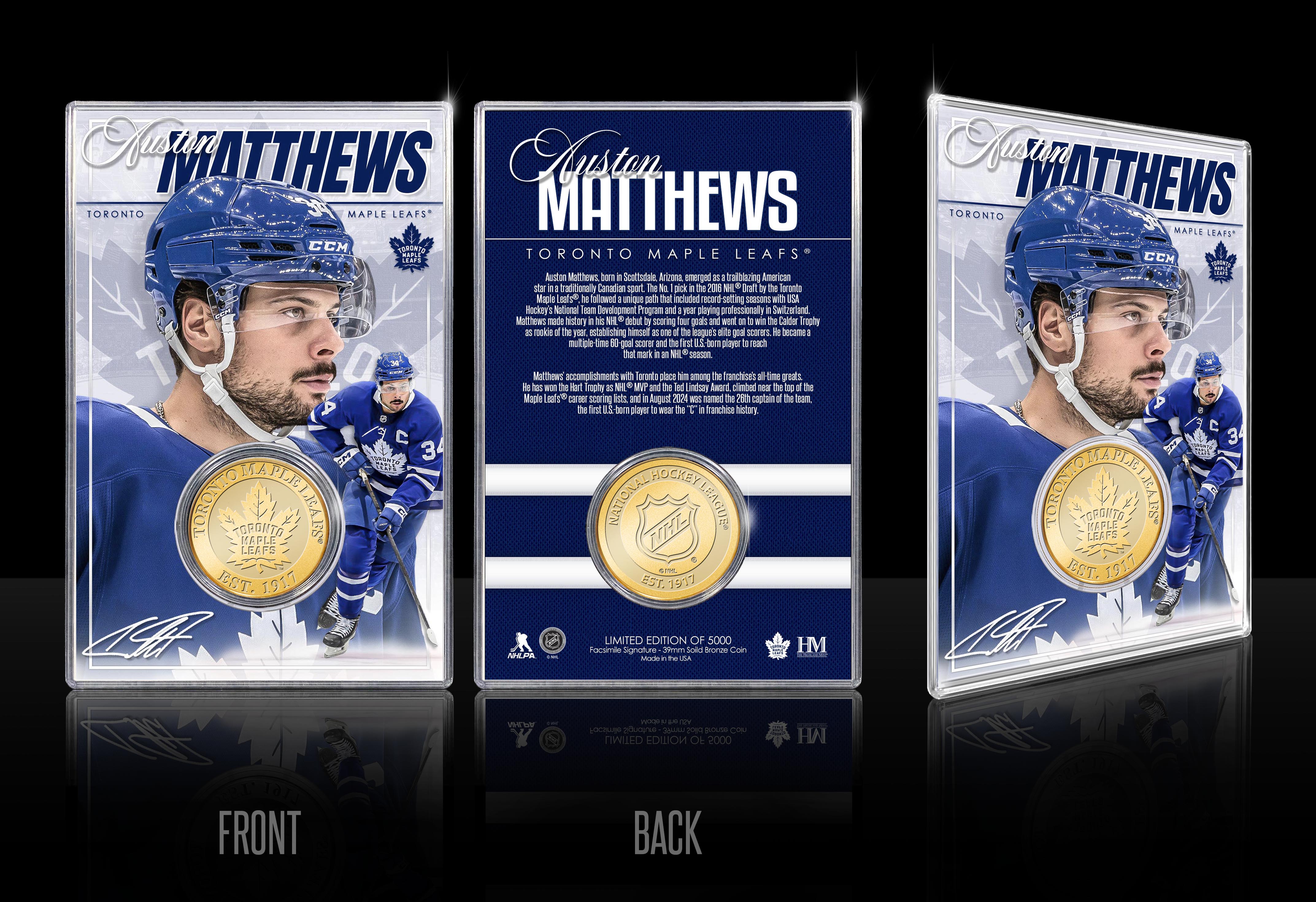 Auston Matthews Toronto Maple Leafs Bronze Coin Card