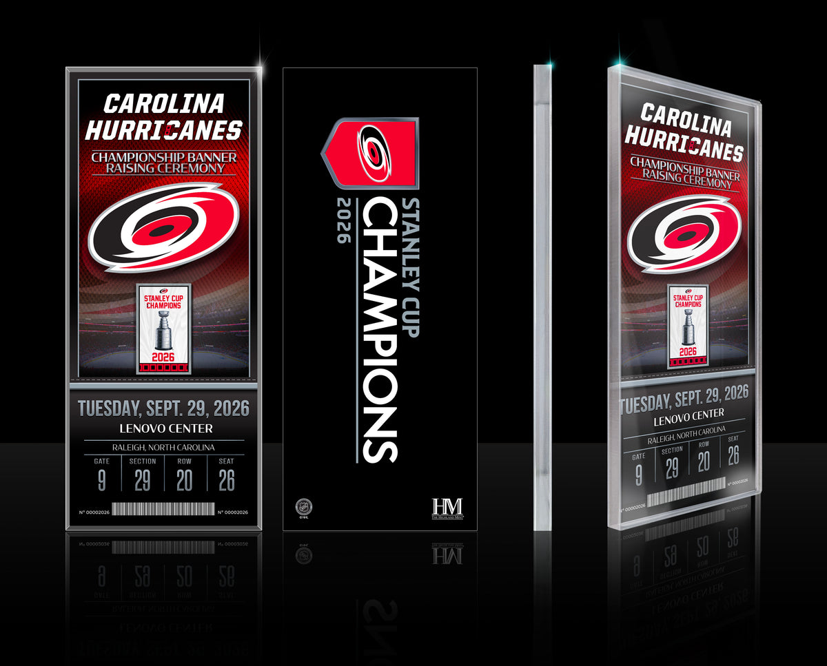 Carolina Hurricanes 2025-26 Stanley Cup Champions Banner Raising Ceremony 2.5x6x1/4 Acrylic Ticket