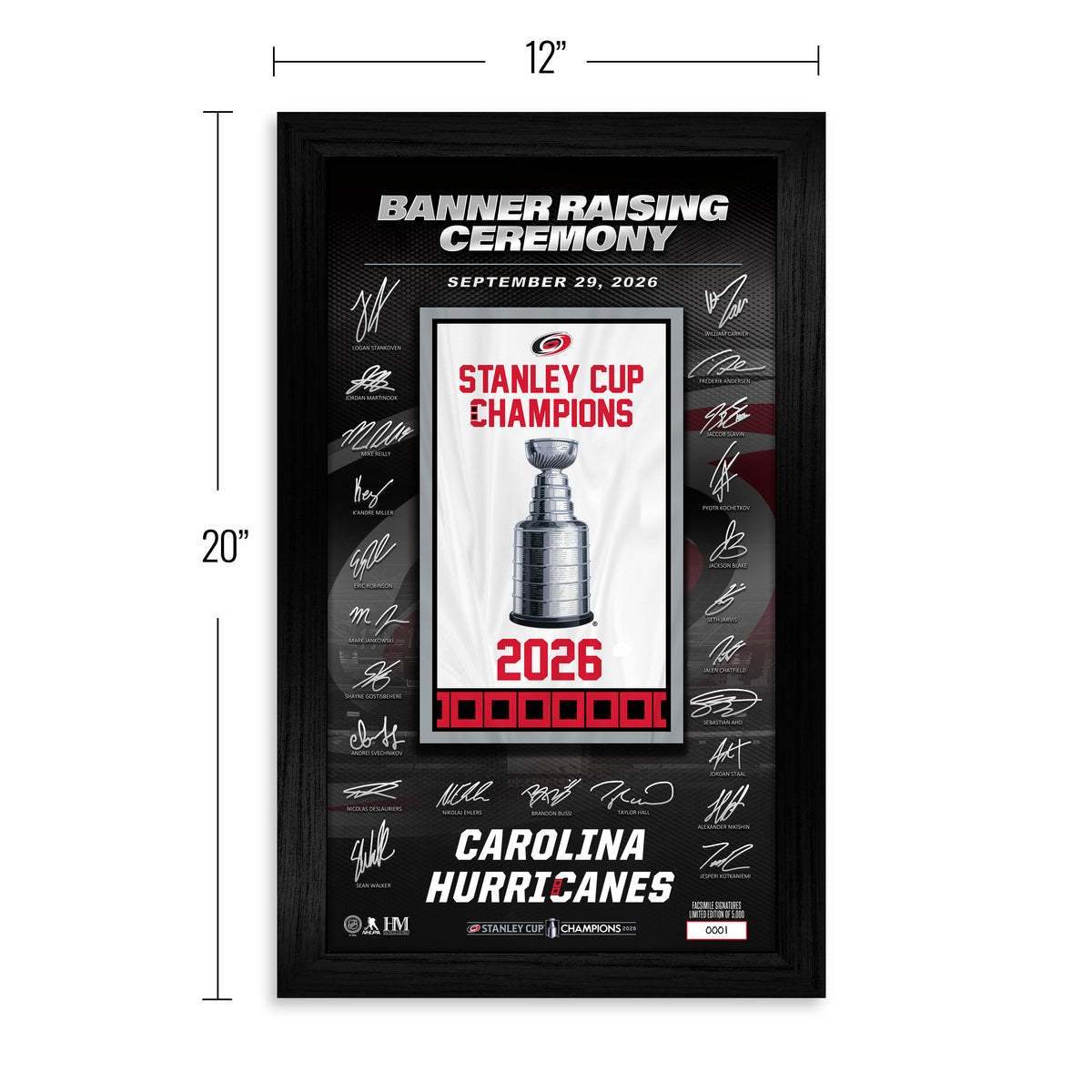 Carolina Hurricanes 2025-26 Stanley Cup Champions Banner Raising Ceremony Signature Frame