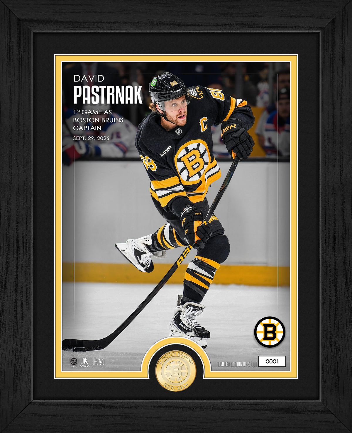 David Pastrnak Boston Bruins Captain Bronze Coin Photo Mint