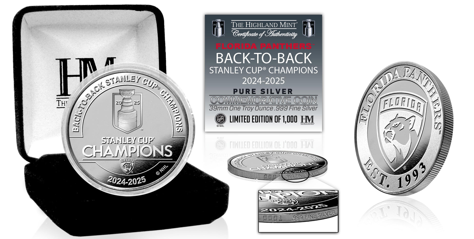 Florida Panthers 2025 Stanley Cup Champions 1oz .999 Fine Silver Coin
