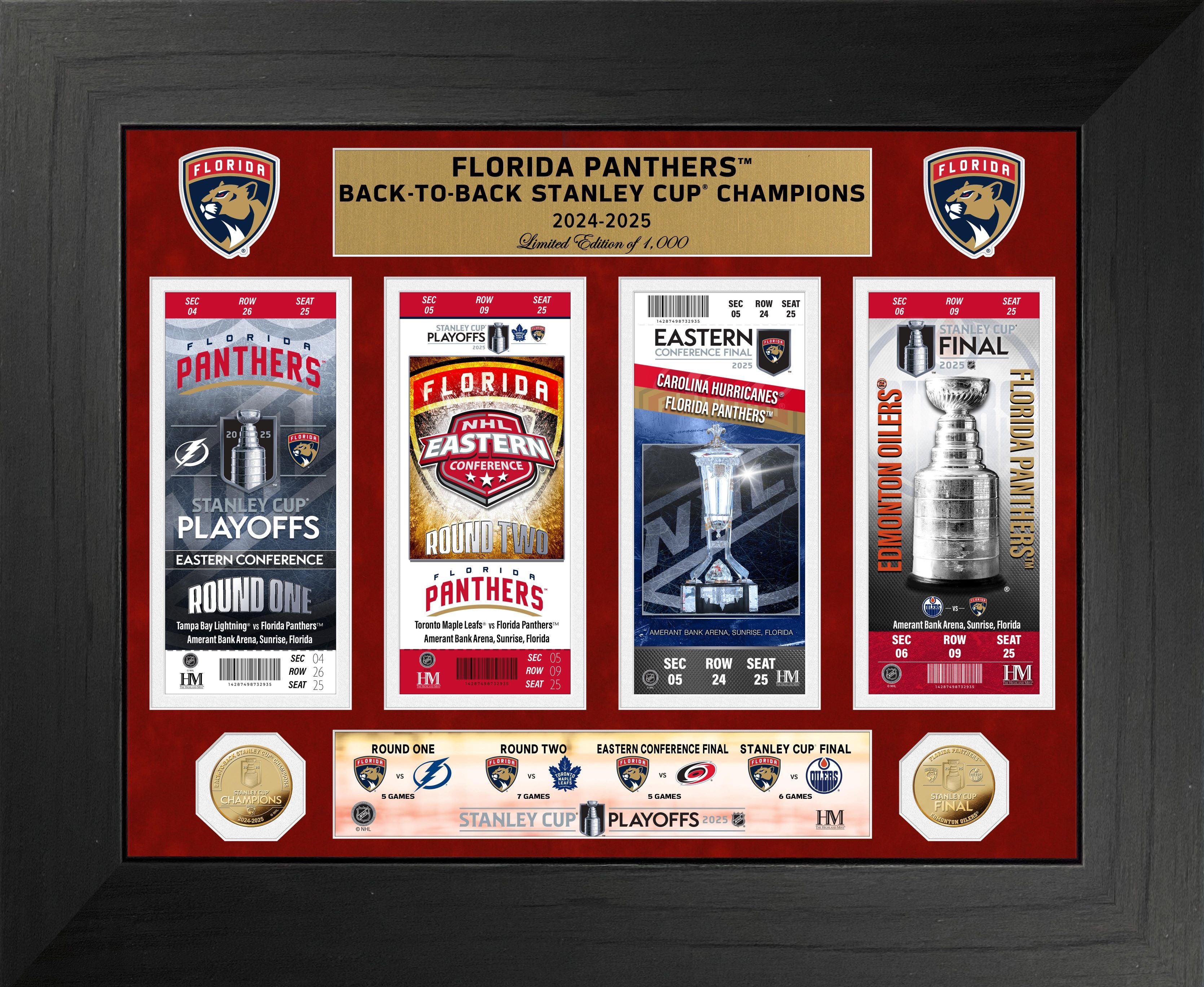 Florida Panthers Deluxe Road to the 2025 Stanley Cup Ticket Gold Coin Photo Mint
