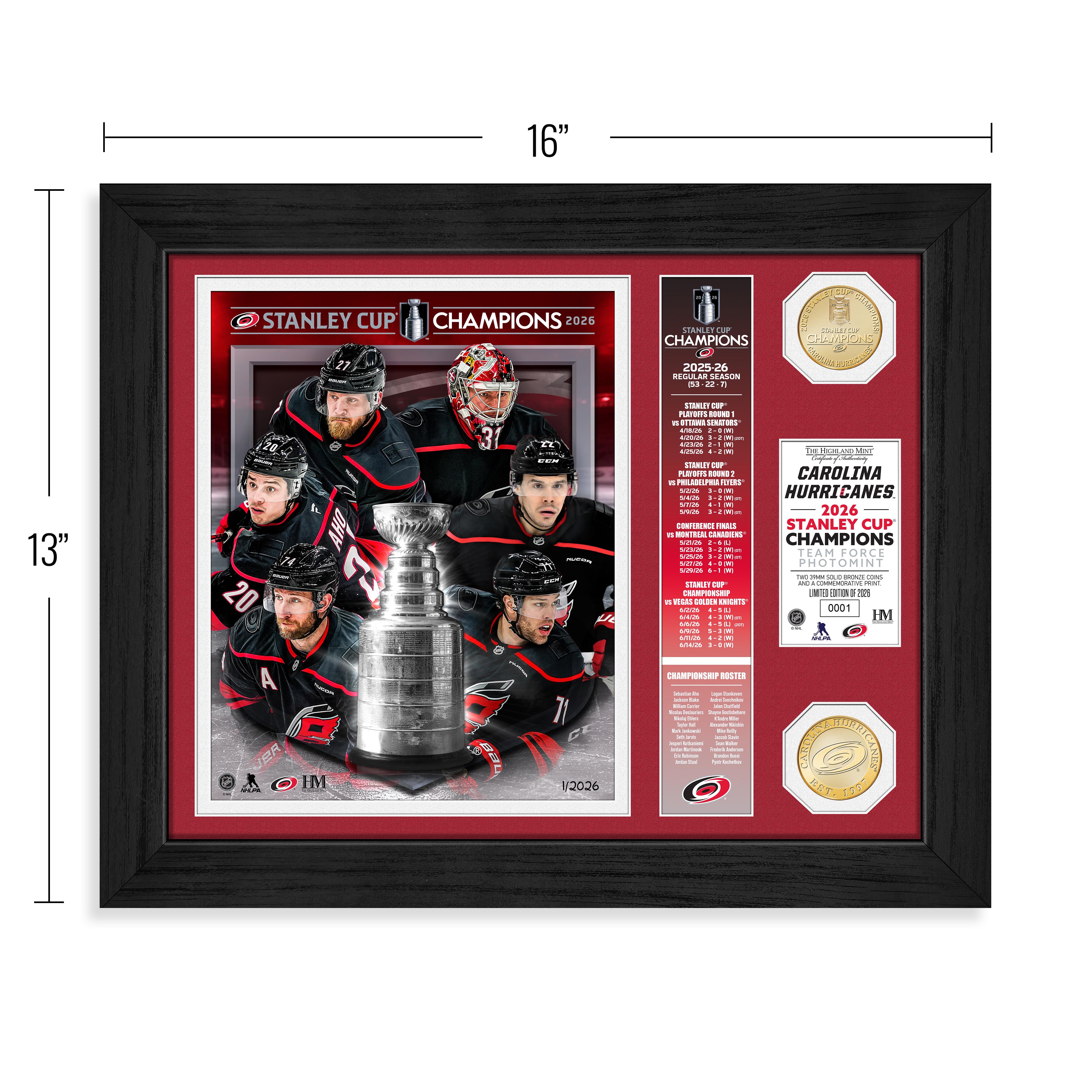 Carolina Hurricanes 2026 Stanley Cup Champions Team Force Bronze Coin Photo Mint