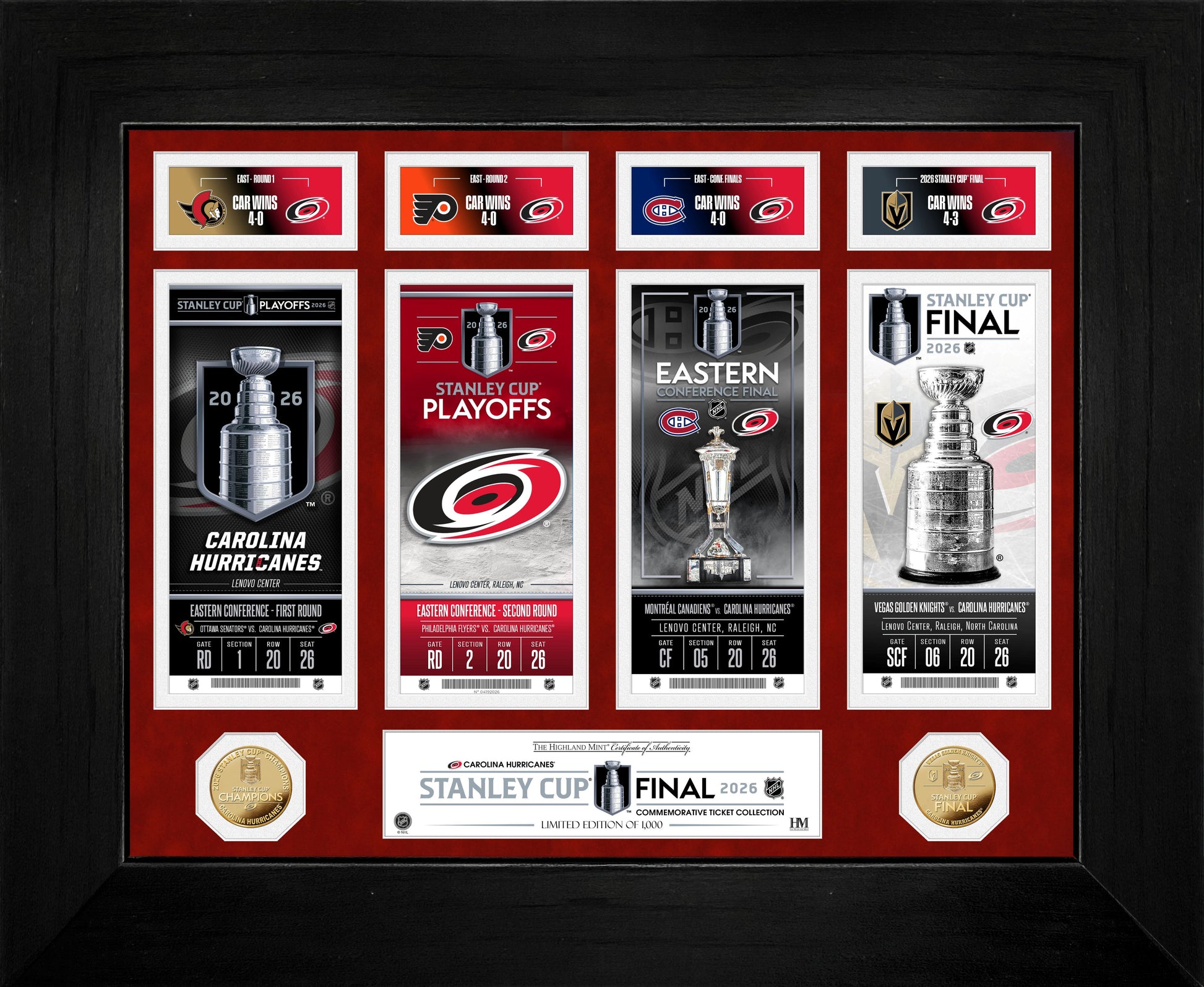Carolina Hurricanes Deluxe 2026 Road to the Stanley Cup Gold Coin Ticket Collection