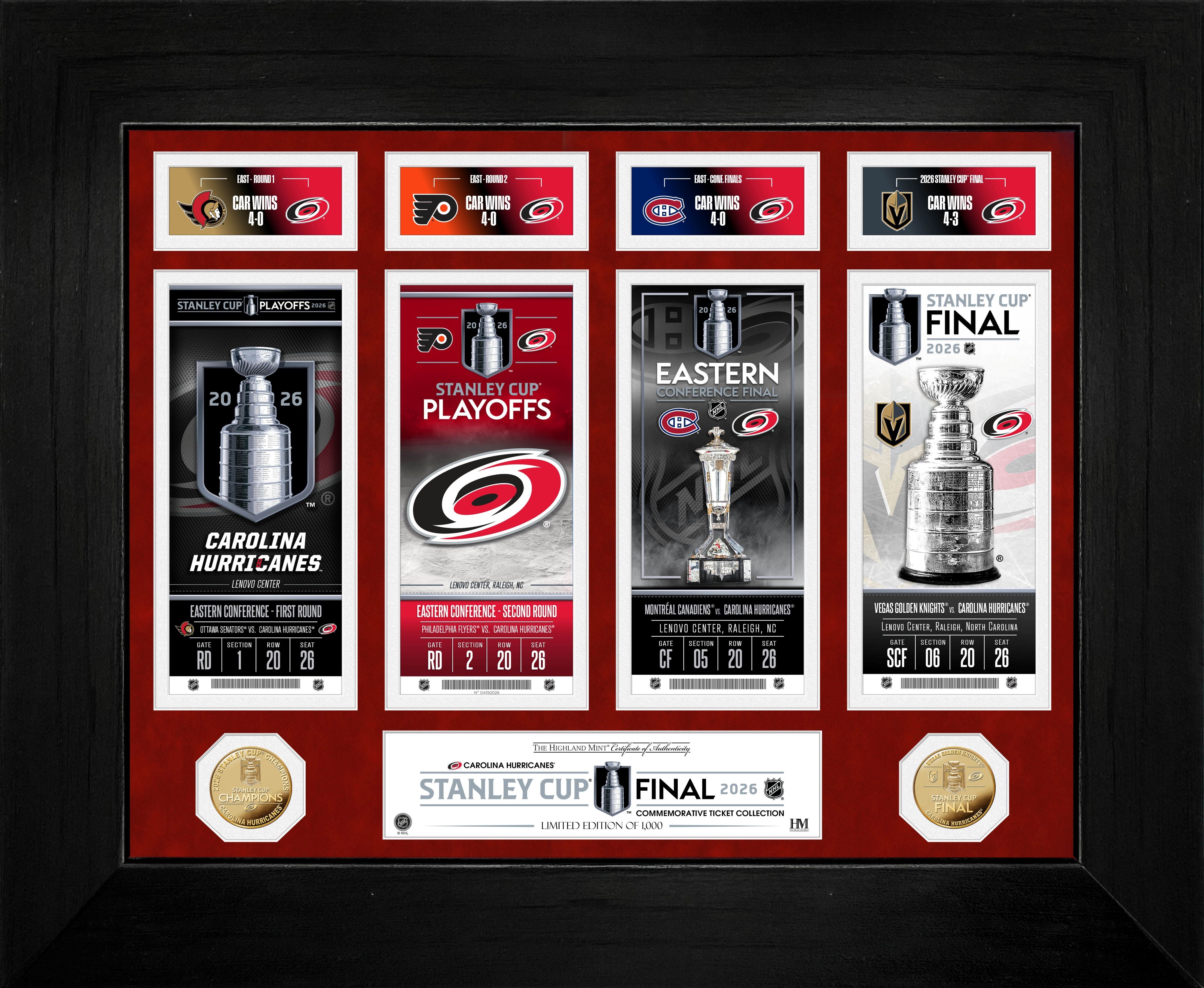 Carolina Hurricanes Deluxe 2026 Road to the Stanley Cup Gold Coin Ticket Collection