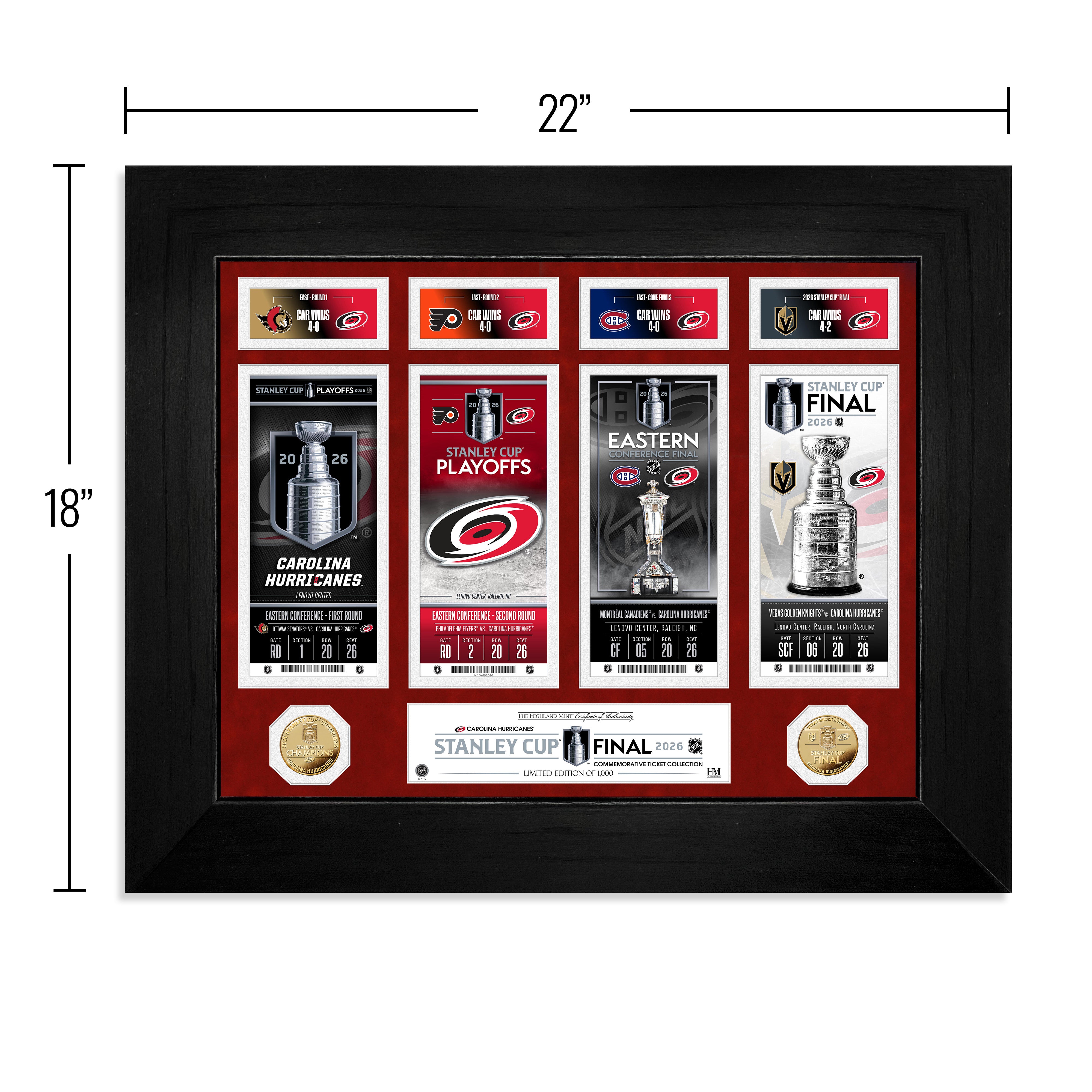 Carolina Hurricanes Deluxe 2026 Road to the Stanley Cup Gold Coin Ticket Collection