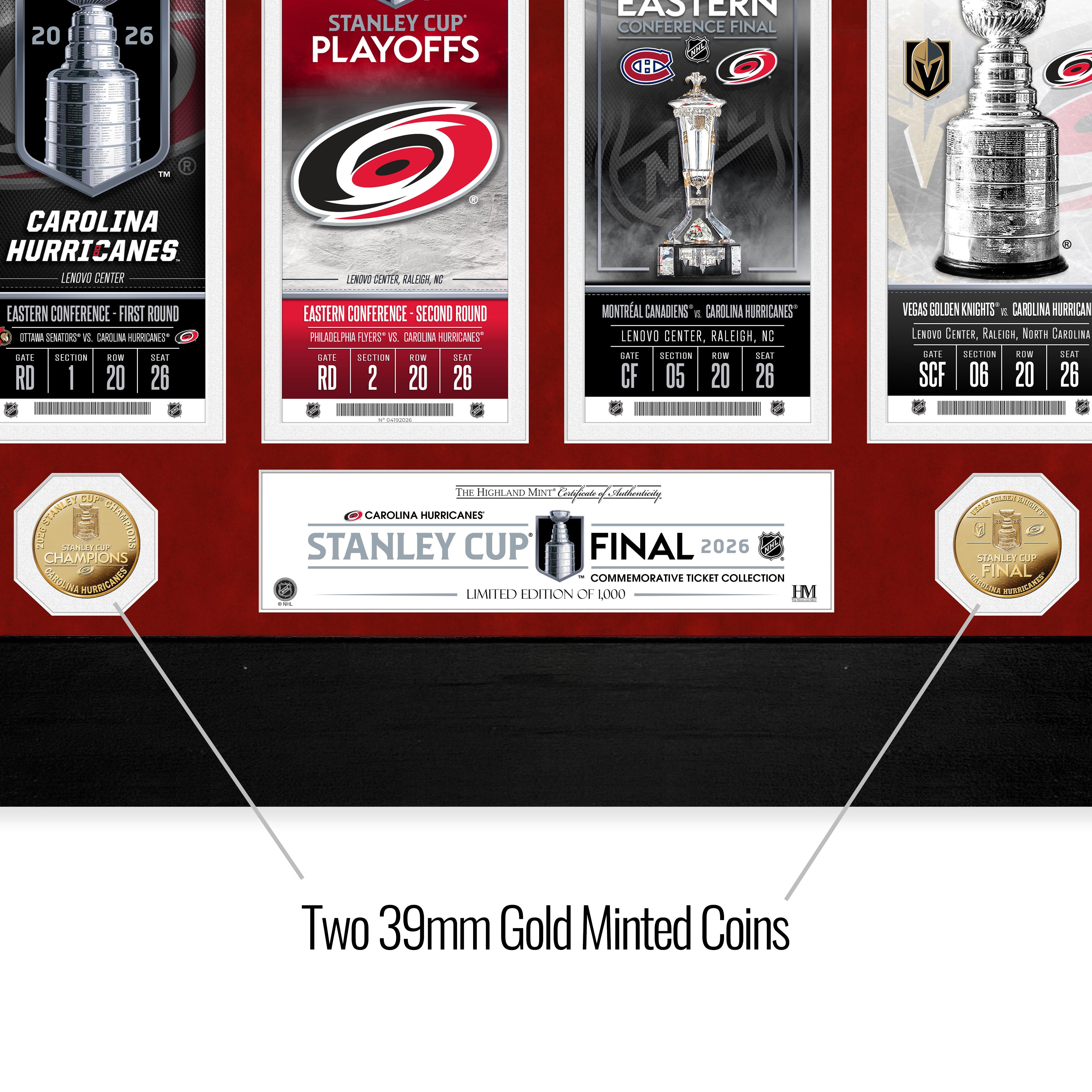 Carolina Hurricanes Deluxe 2026 Road to the Stanley Cup Gold Coin Ticket Collection