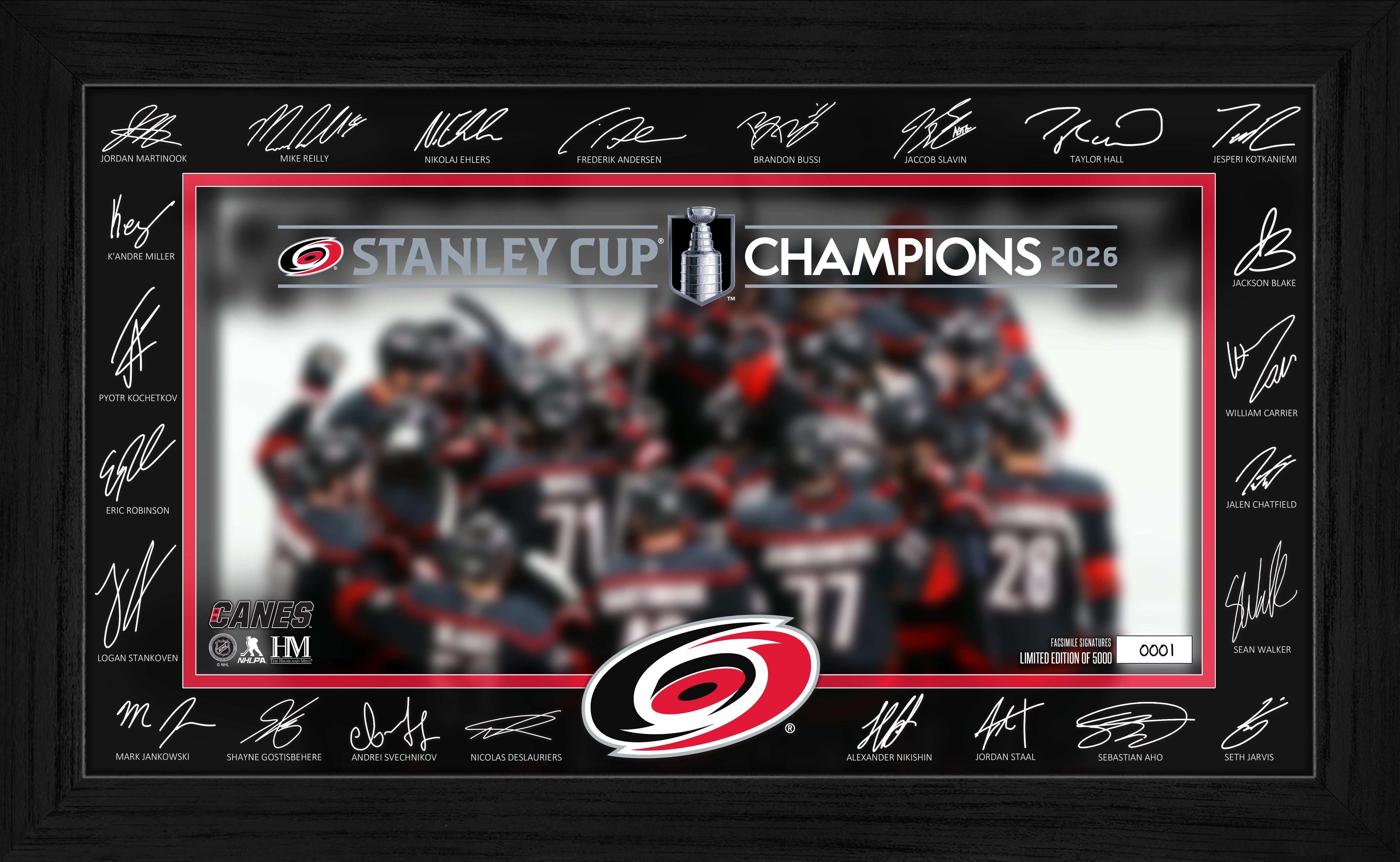 Carolina Hurricanes 2026 Stanley Cup Champions Tradition Signature Frame