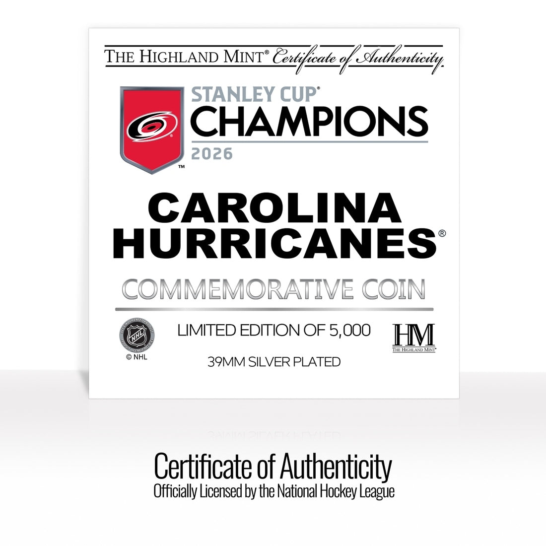 Carolina Hurricanes 2026 Stanley Cup Champions Silver Plated Coin