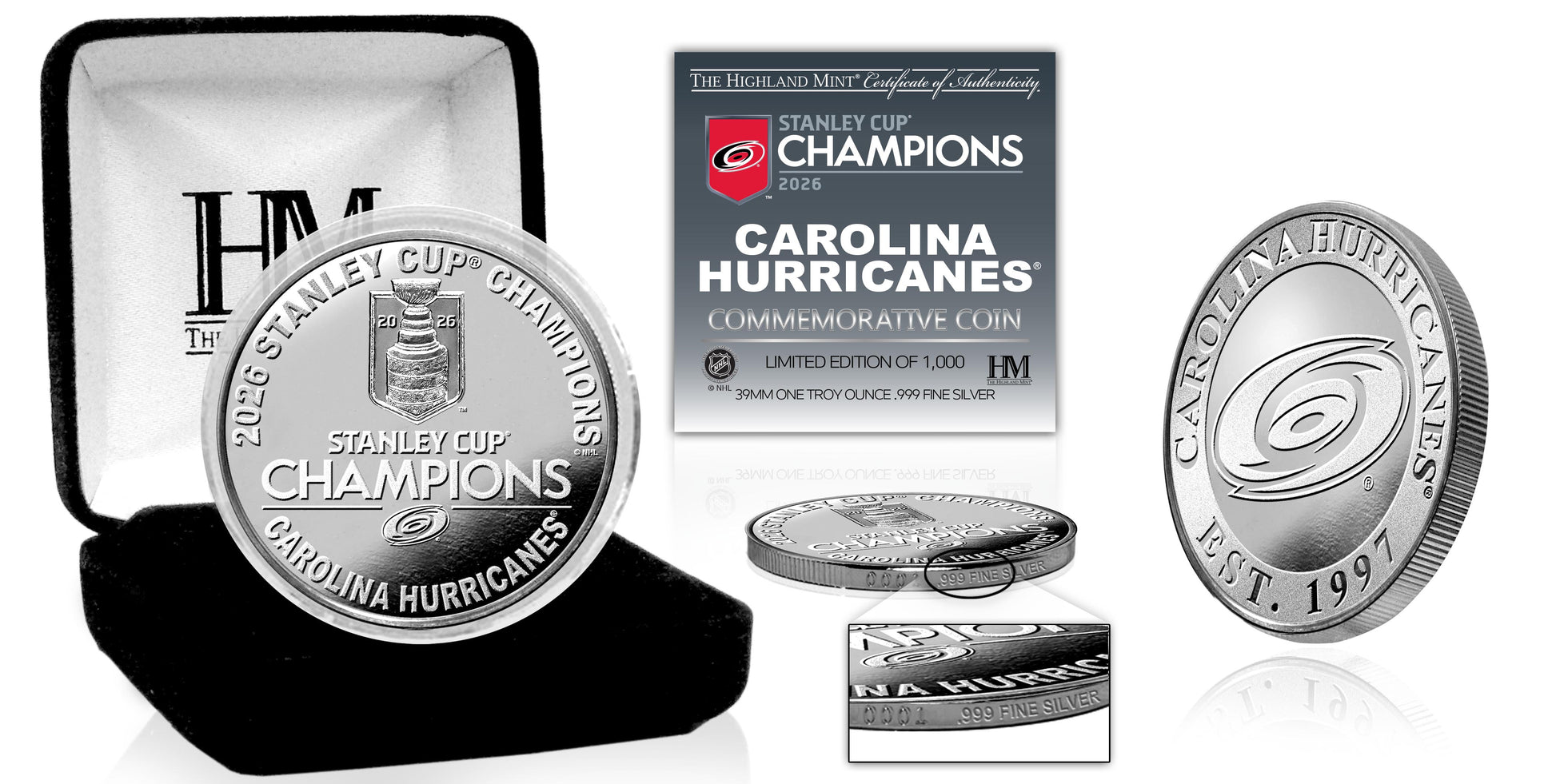 Carolina Hurricanes 2026 Stanley Cup Champions 1oz .999 Fine Silver Coin