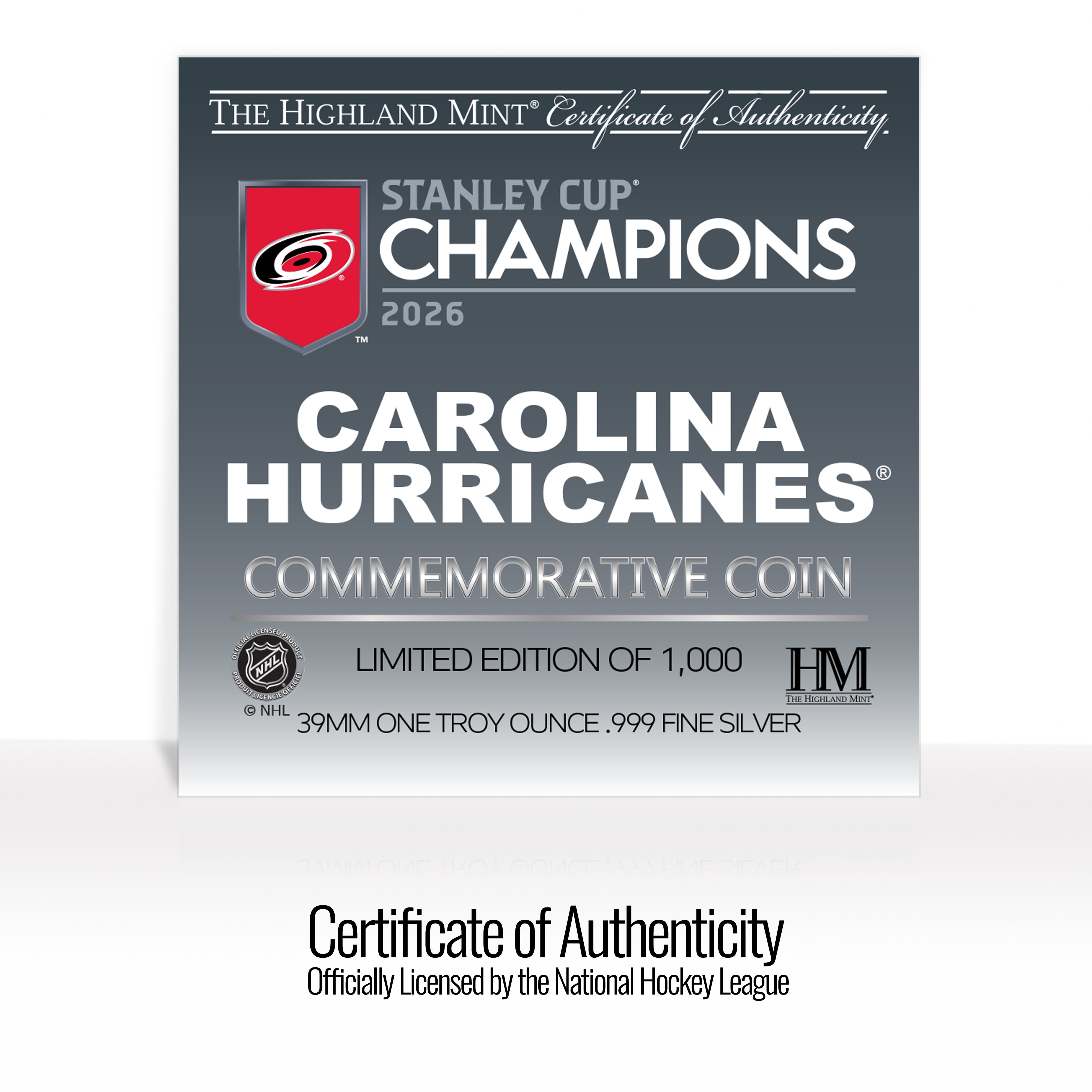 Carolina Hurricanes 2026 Stanley Cup Champions 1oz .999 Fine