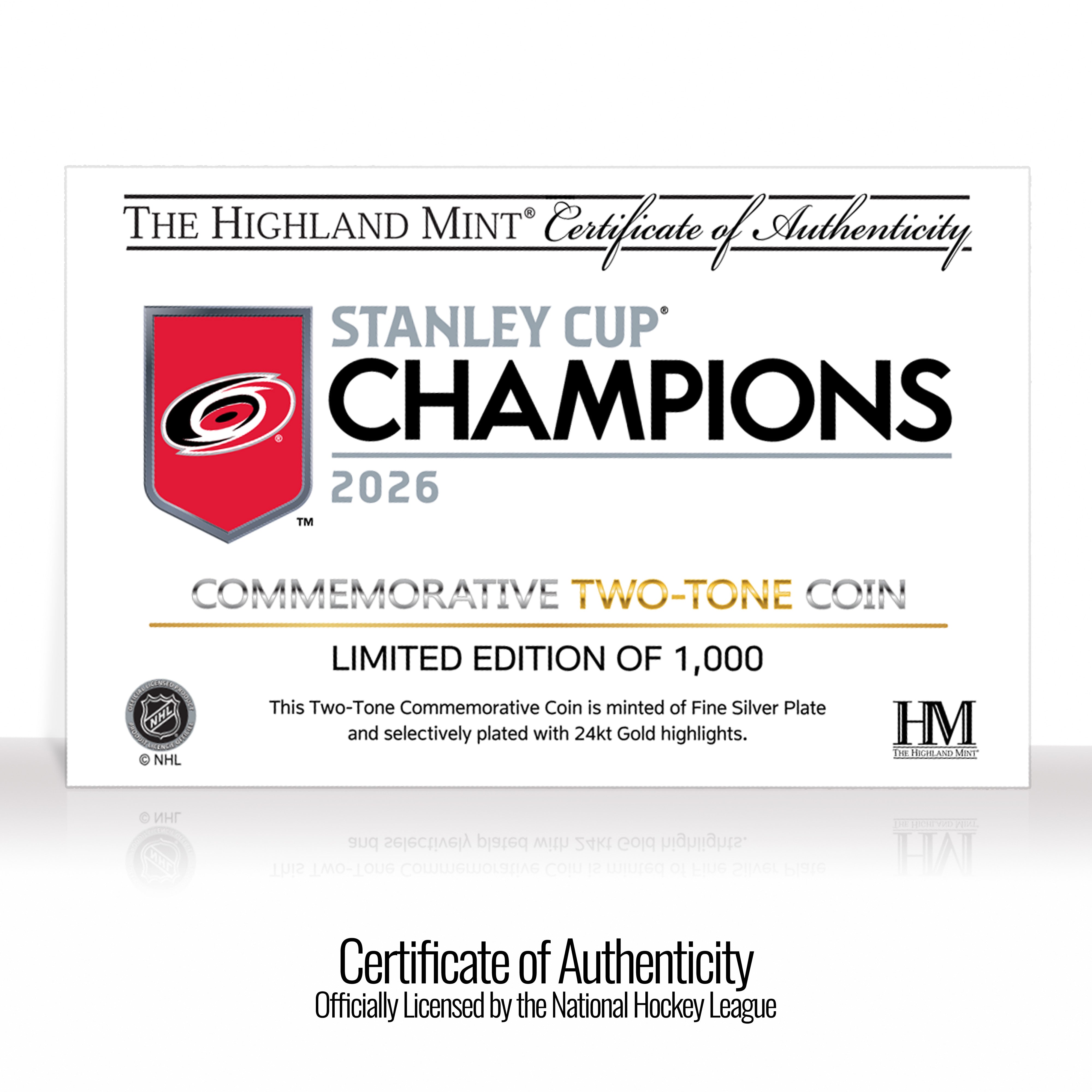 Carolina Hurricanes 2026 Stanley Cup Champions Gold and Silver Two-Tone Coin