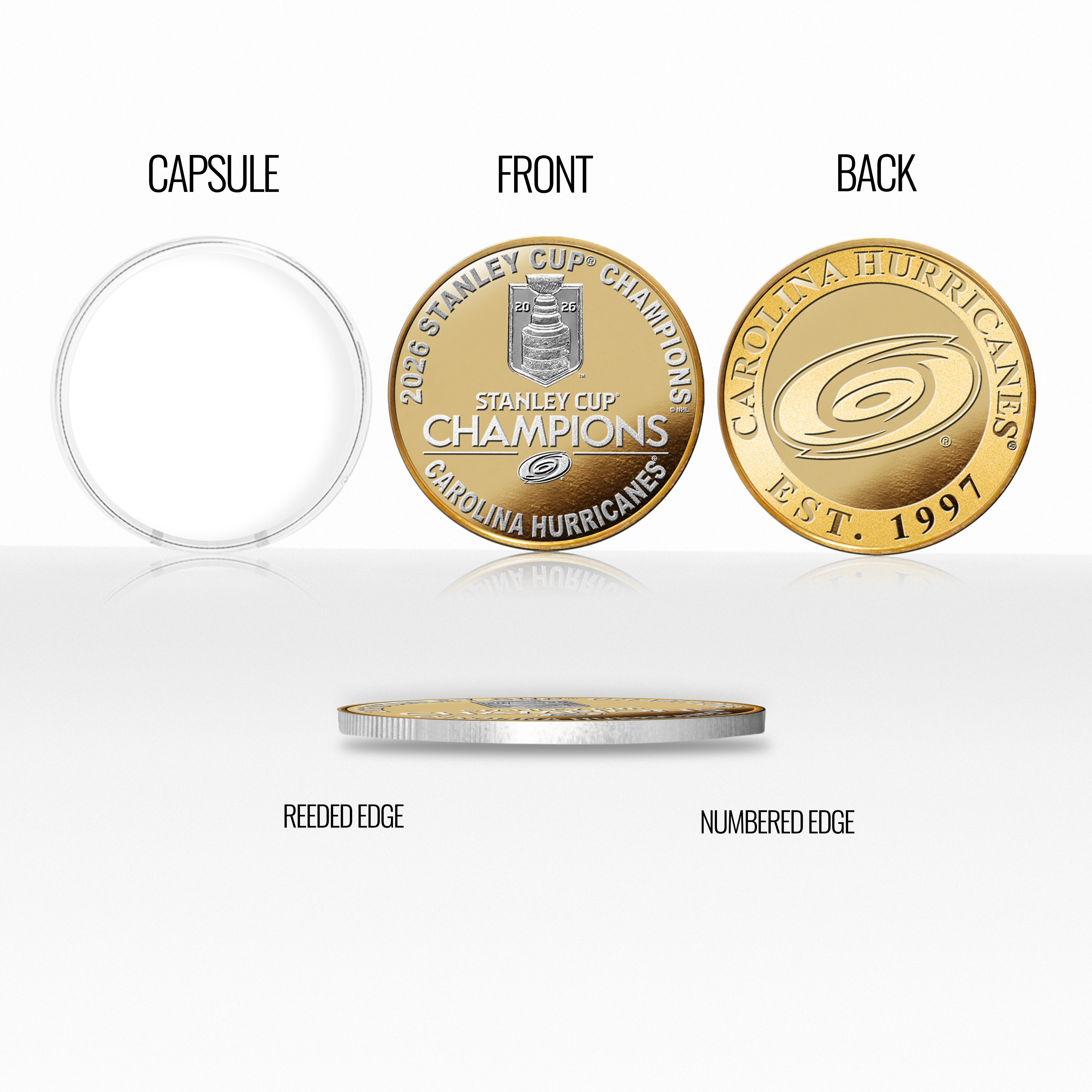 Carolina Hurricanes 2026 Stanley Cup Champions Gold and Silver Two-Tone Coin