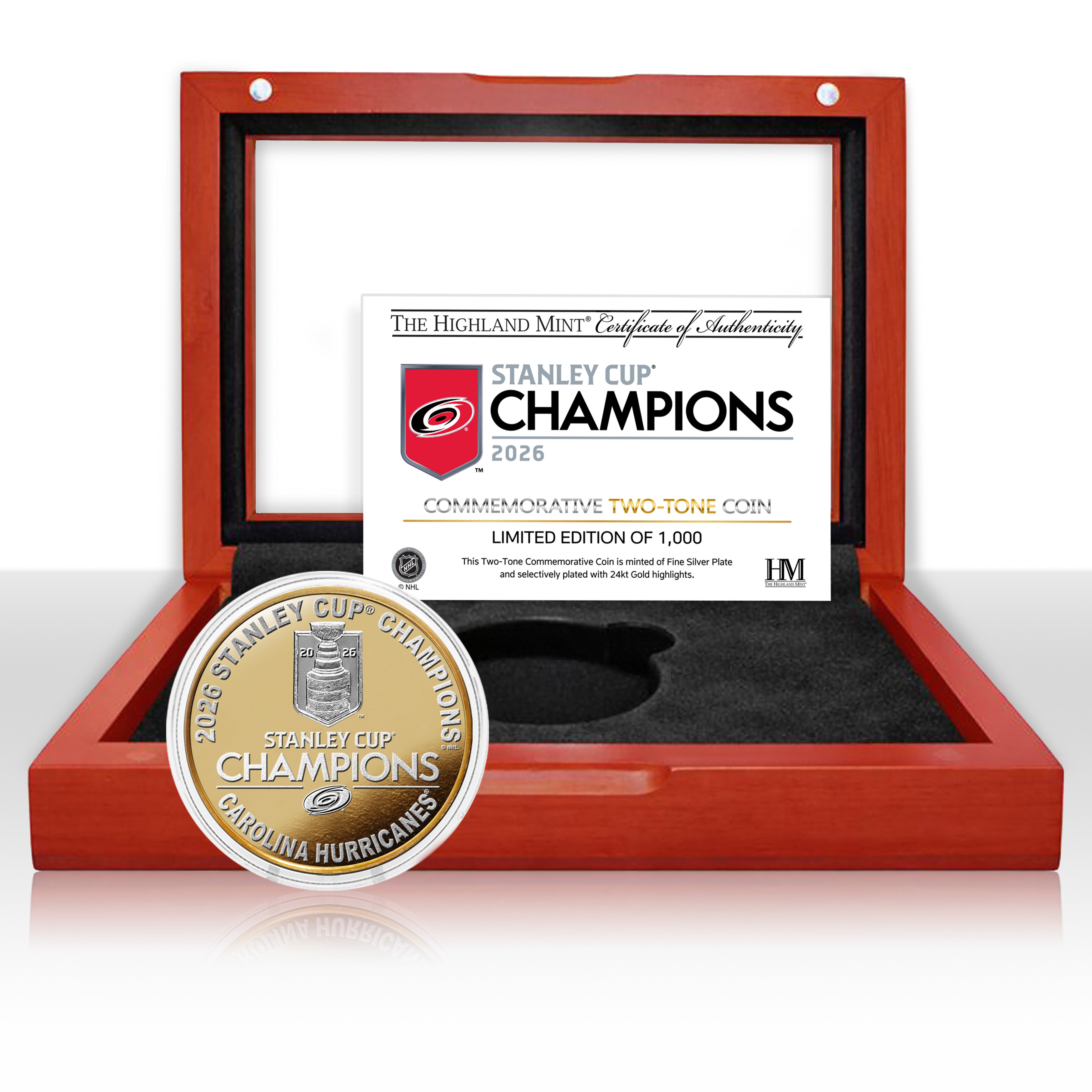 Carolina Hurricanes 2026 Stanley Cup Champions Gold and Silver Two-Tone Coin