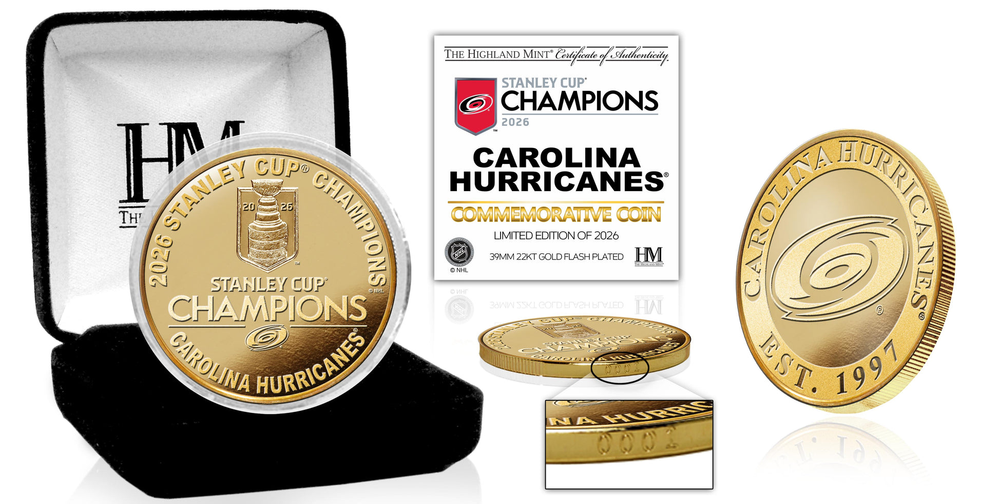 Carolina Hurricanes 2026 Stanley Cup Champions Gold Plated Coin