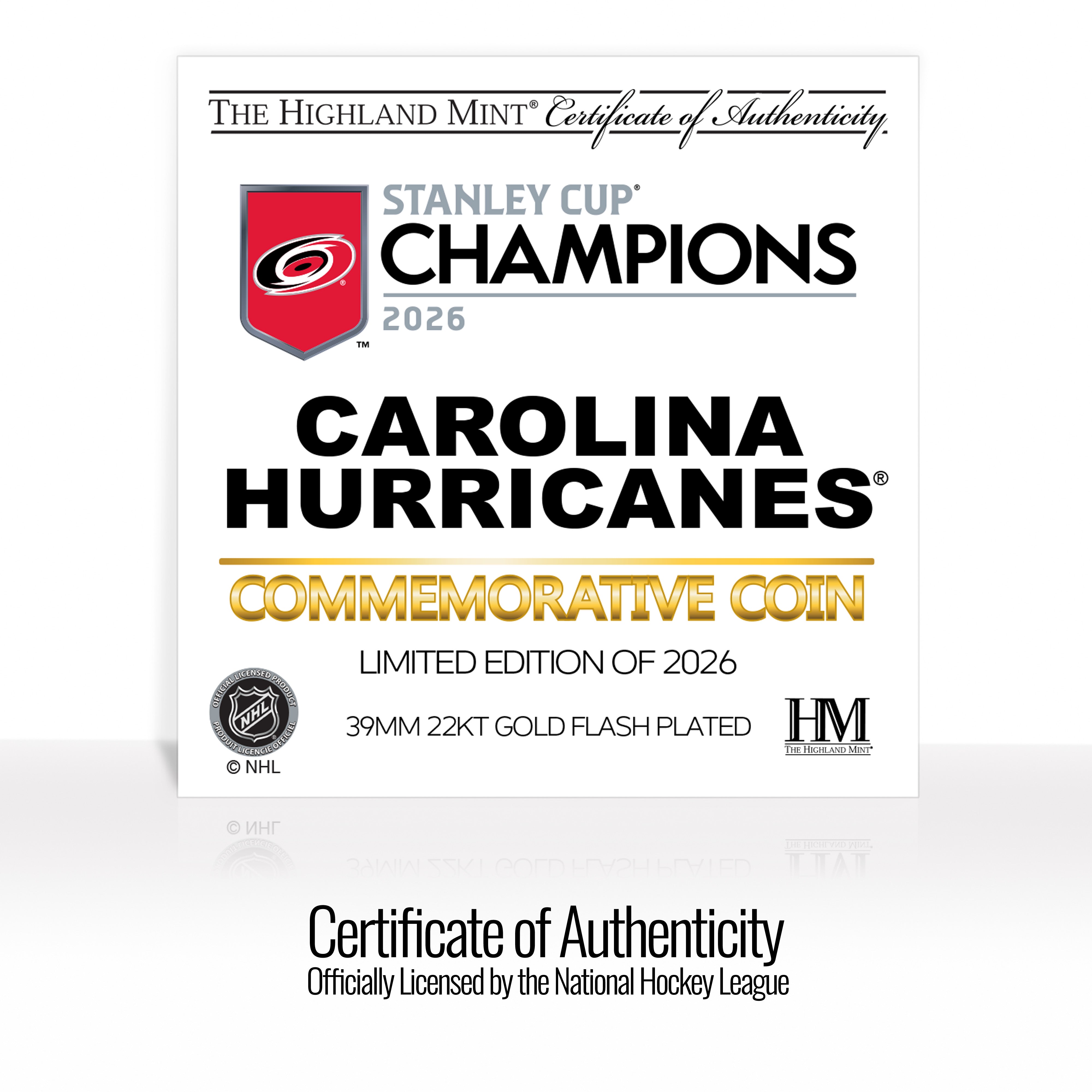 Carolina Hurricanes 2026 Stanley Cup Champions Gold Plated Coin