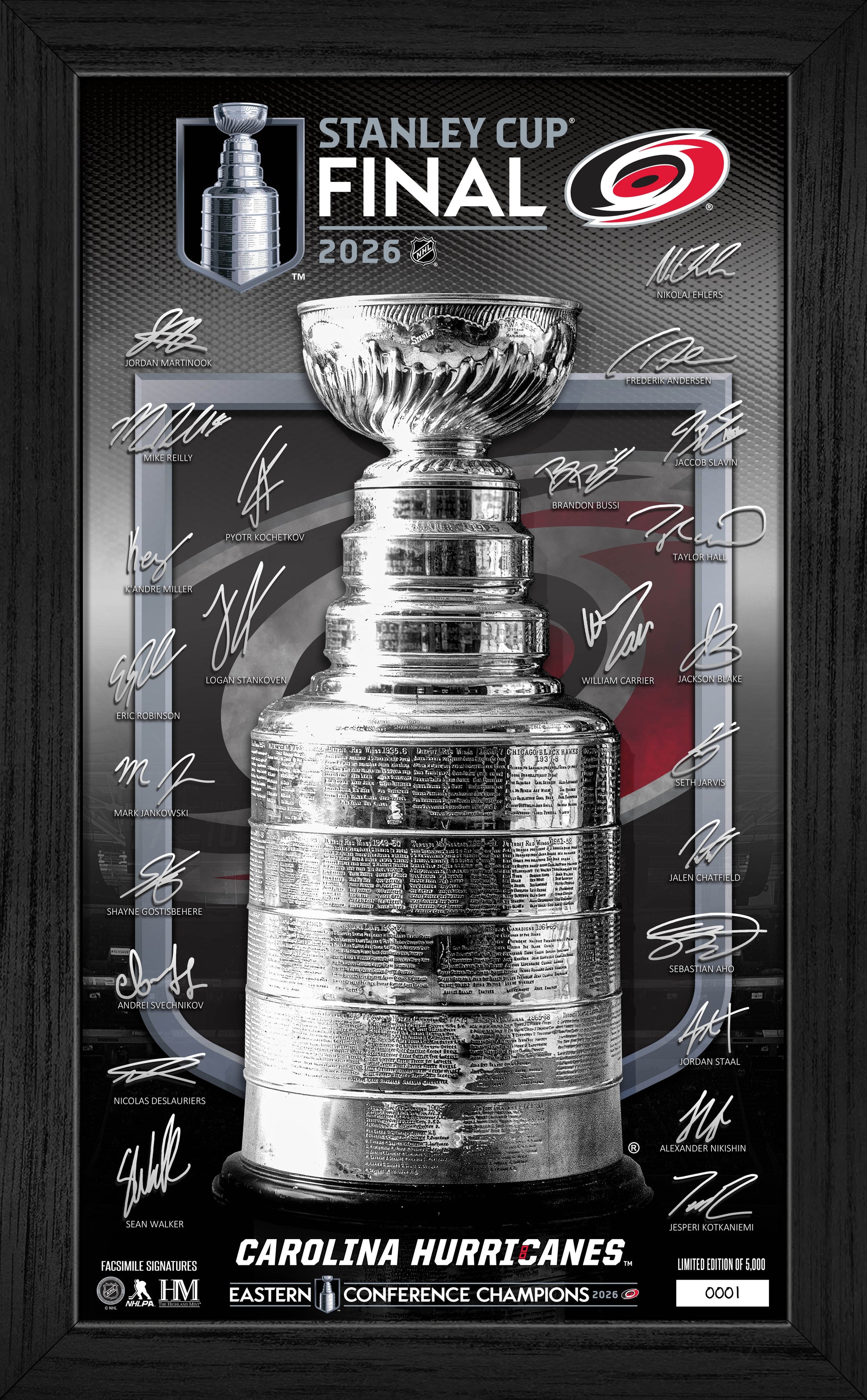 Carolina Hurricanes 2026 NHL Eastern Conference Champions Signature Frame