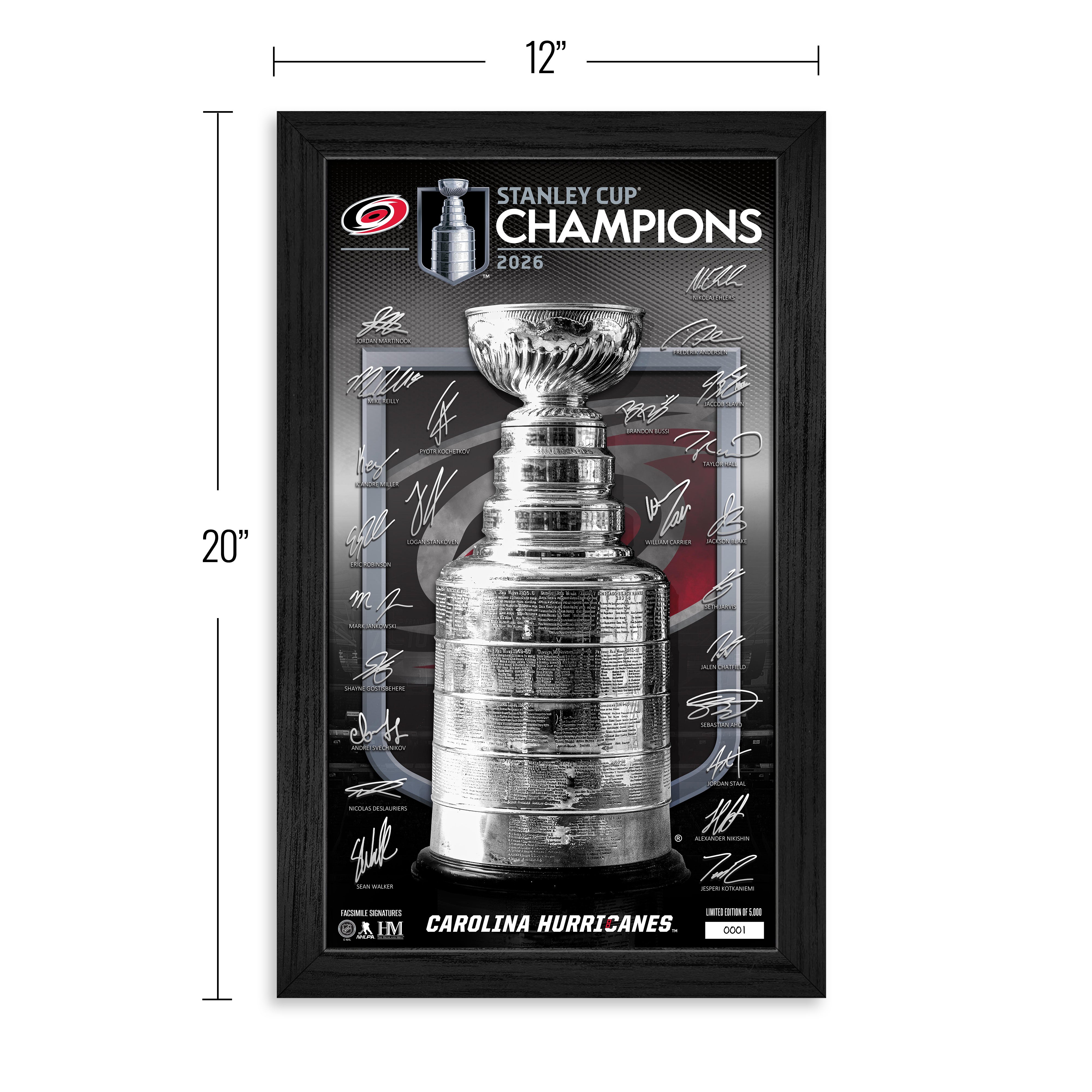 Carolina Hurricanes 2026 Stanley Cup Champions Signature Frame