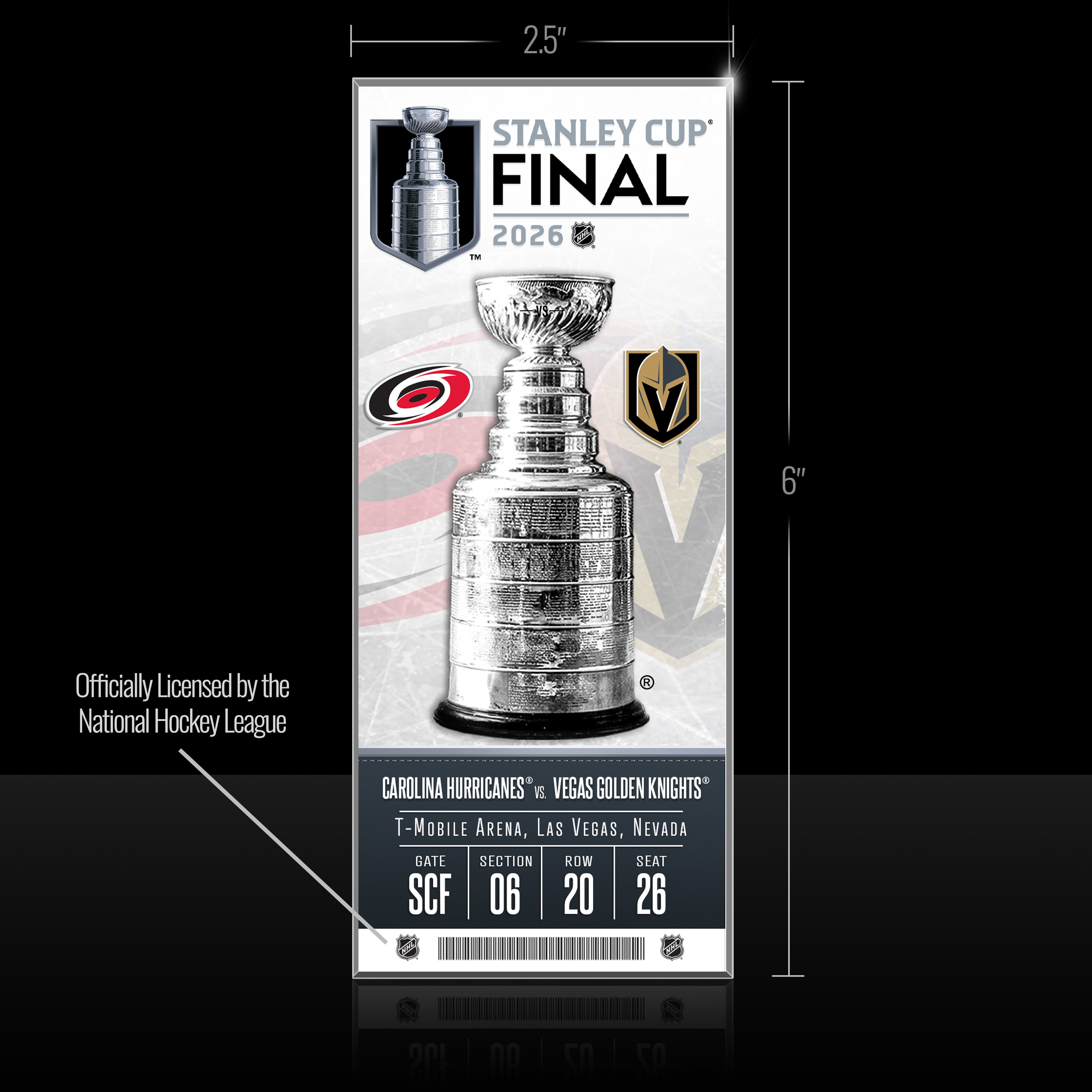 Hurricanes vs. Golden Knights at Las Vegas 2026 NHL Stanley Cup Final Commemorative Acrylic Ticket