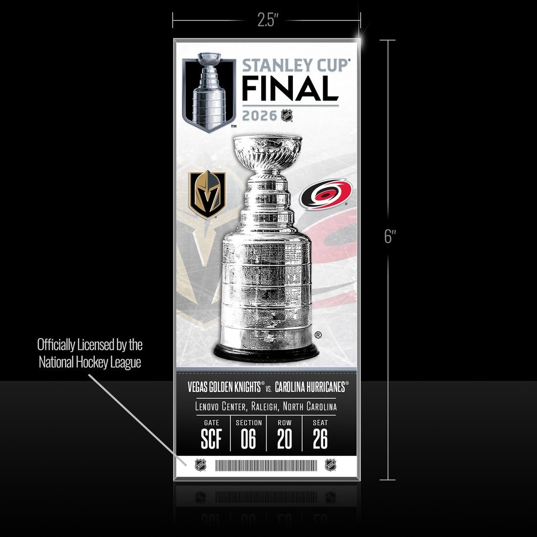 Golden Knights vs. Hurricanes at Raleigh 2026 NHL Stanley Cup Final Commemorative Acrylic Ticket
