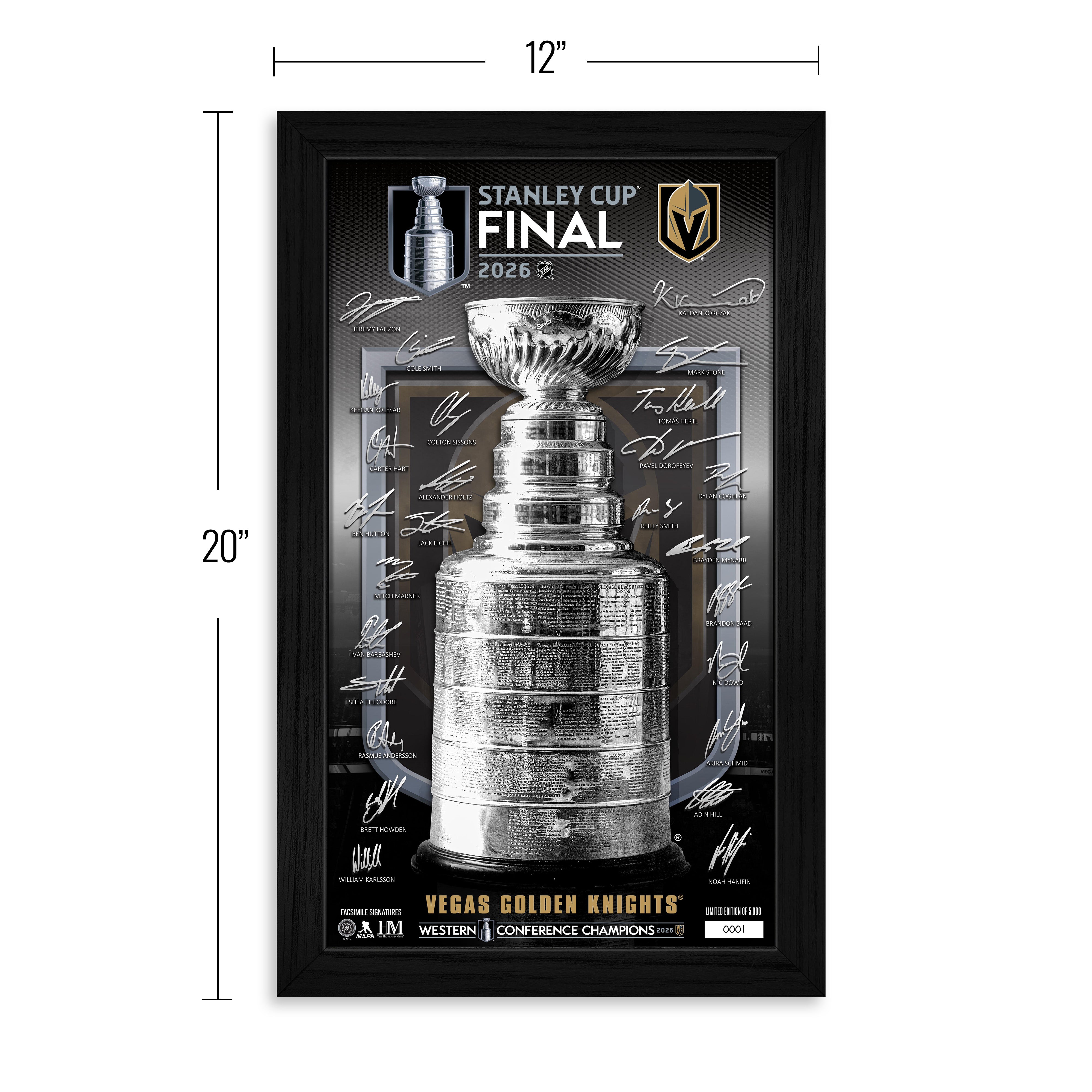 Vegas Golden Knights 2026 NHL Western Conference Champions Signature Frame