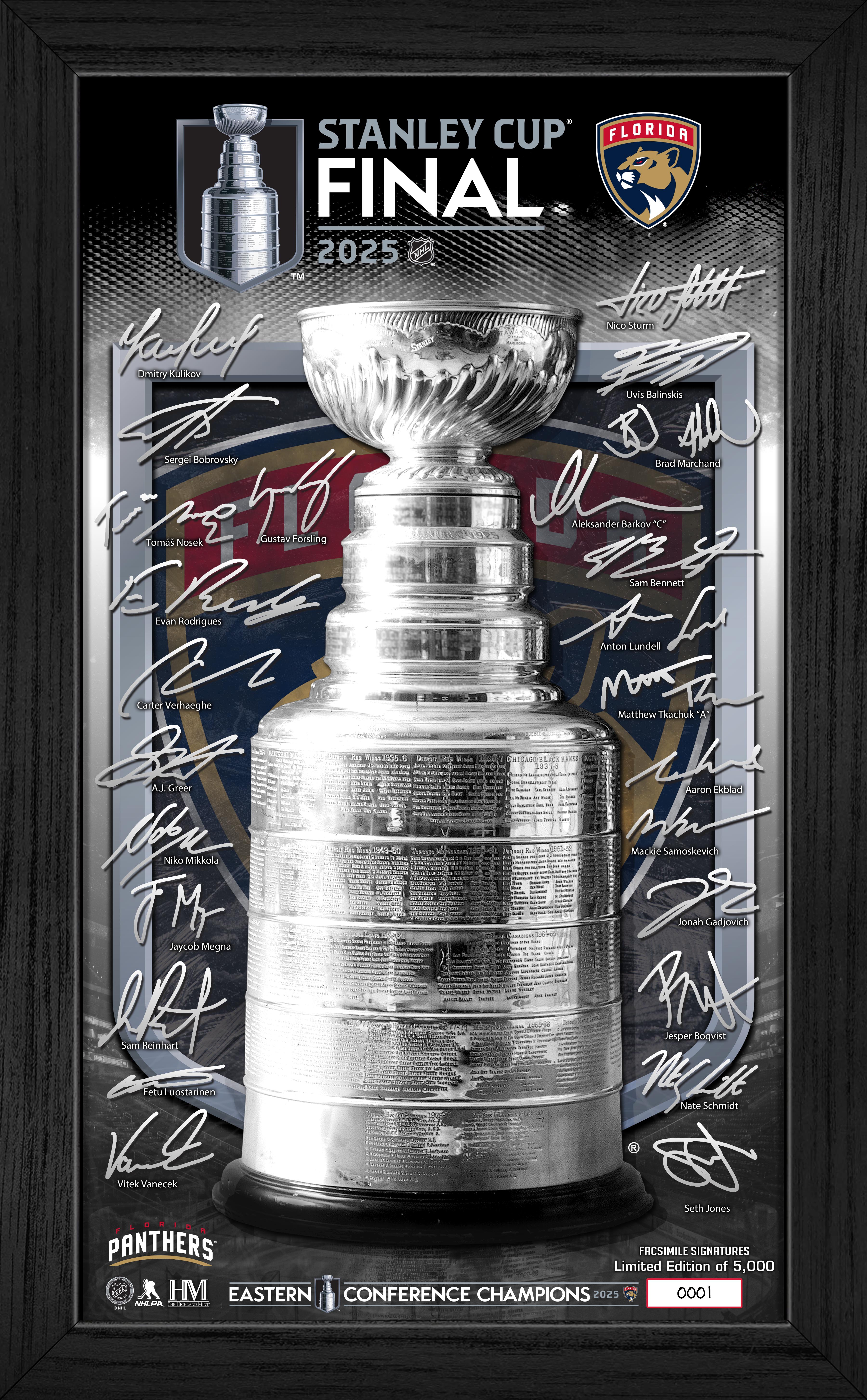 Florida Panthers 2025 NHL Eastern Conference Champions Signature Trophy Frame
