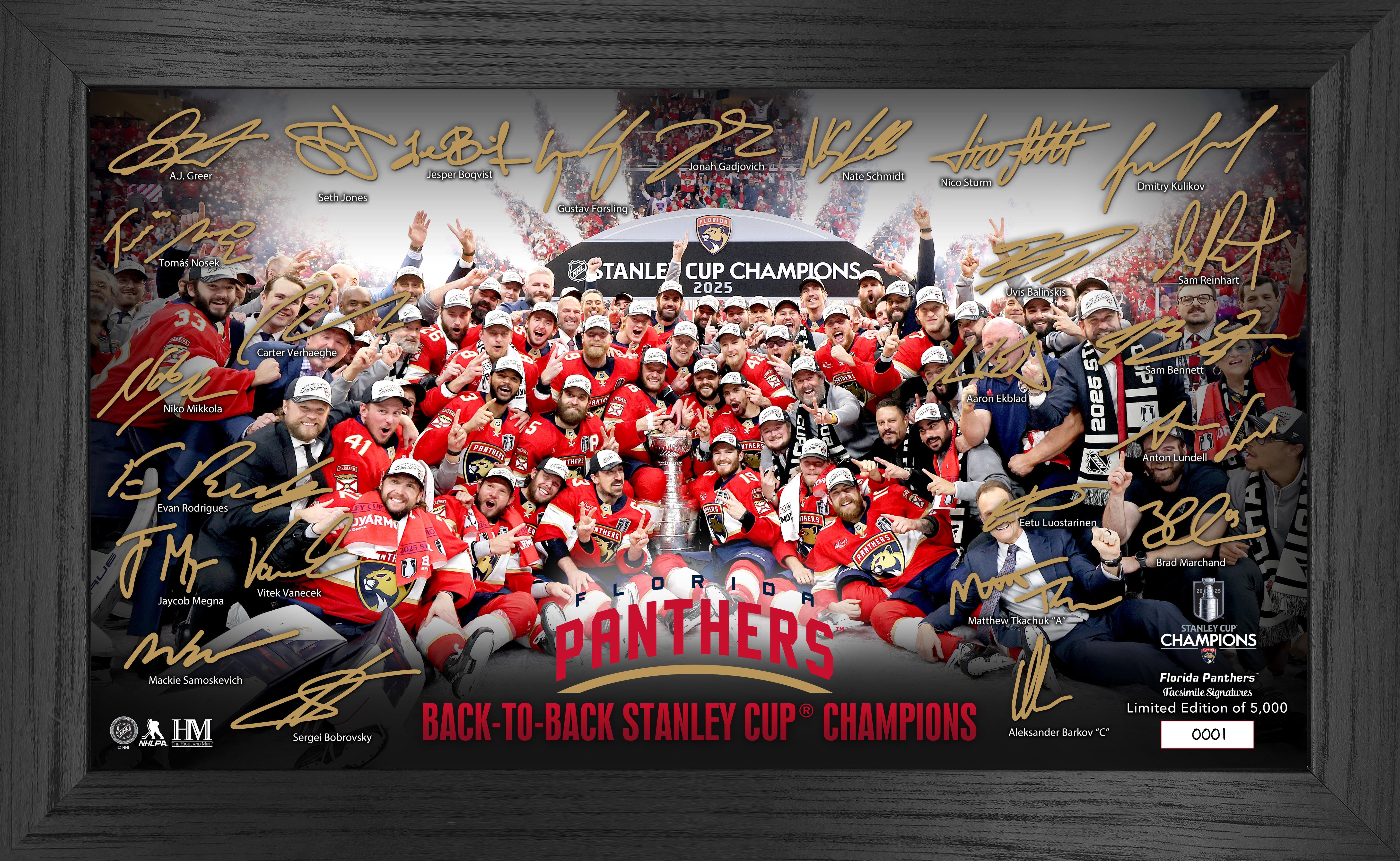 Florida Panthers 2025 Stanley Cup Champions Tradition Signature Frame
