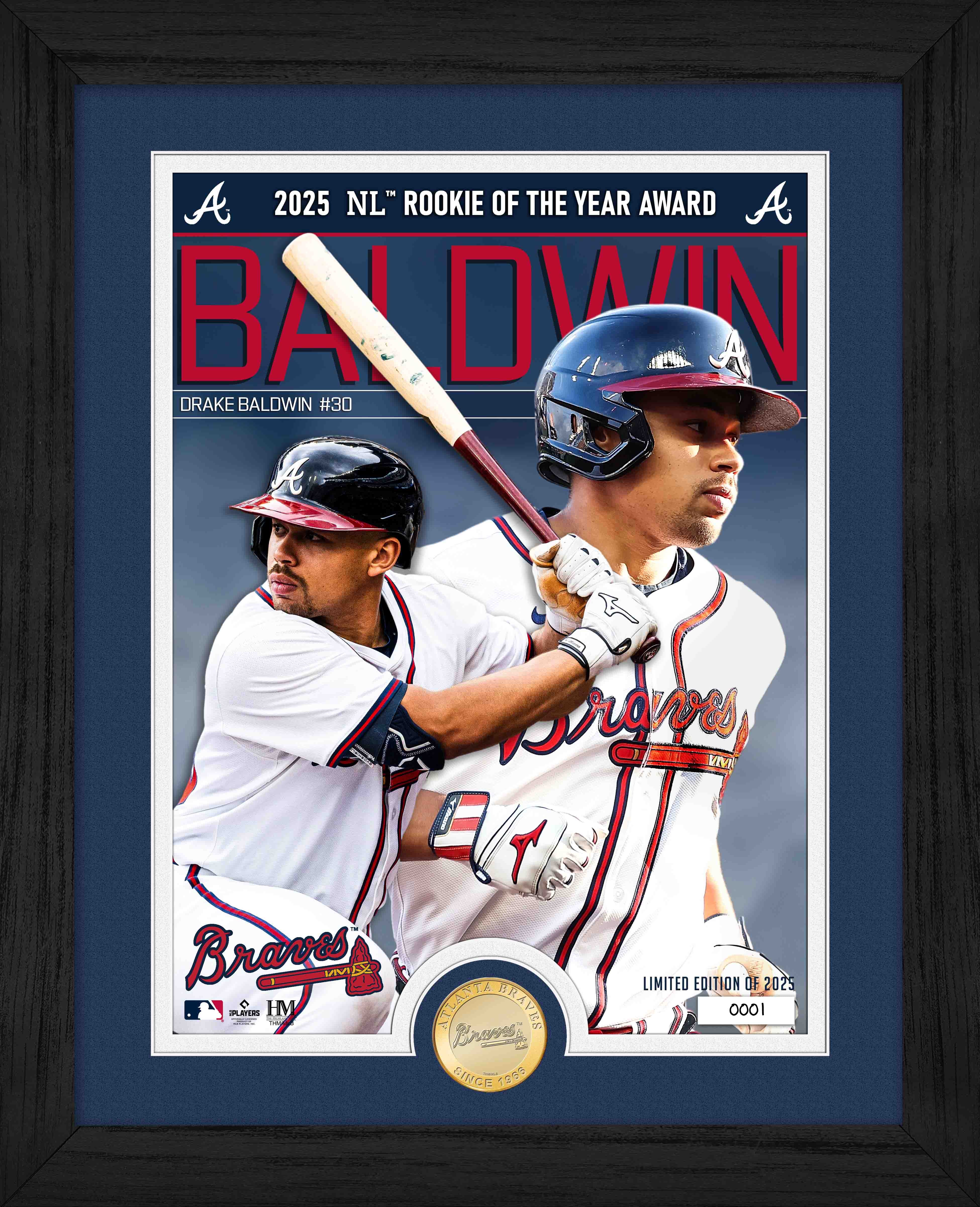 Drake Baldwin National League Rookie of the Year Bronze Coin Photo Mint