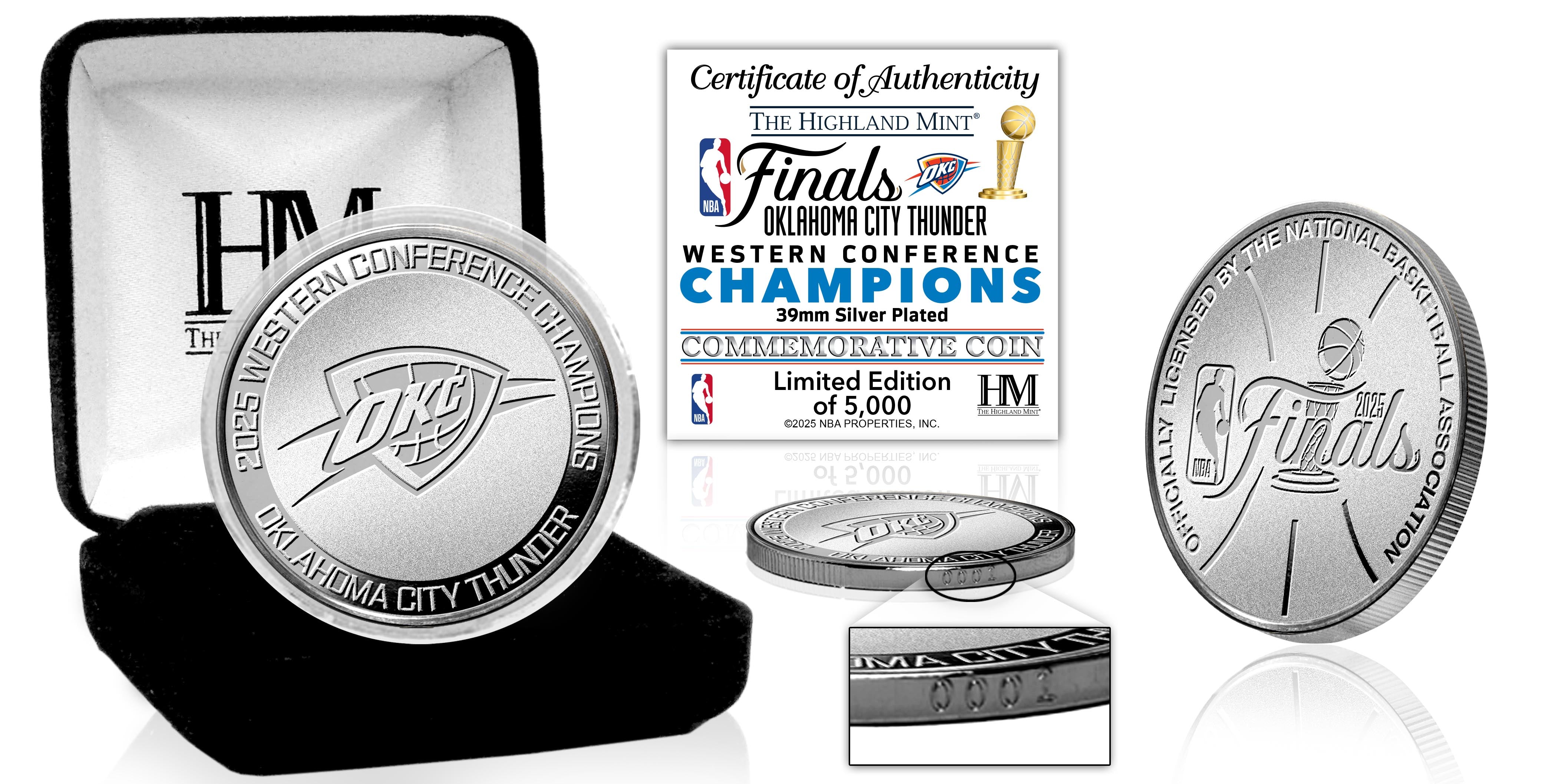 Oklahoma City Thunder 2025 NBA Western Conference Champions Silver Coin
