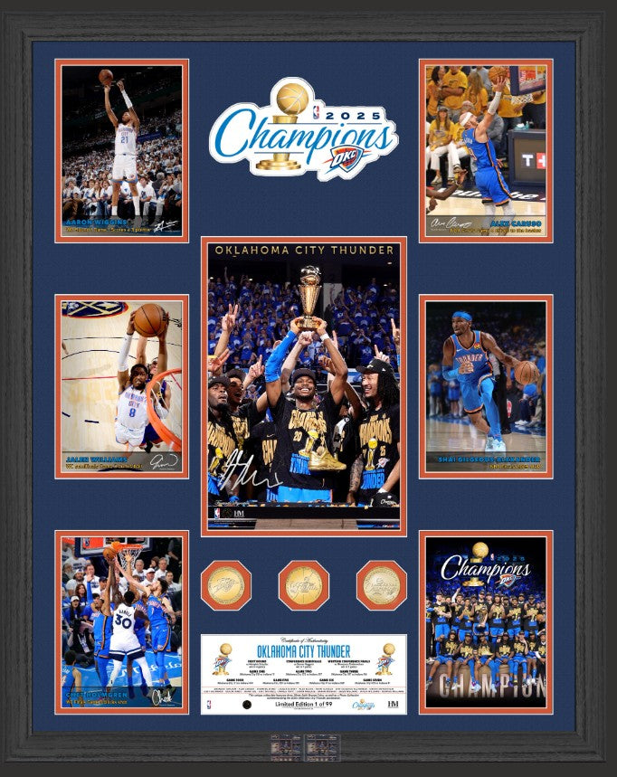 EXCLUSIVE/NOT ON WEBSITES!!! OKC Thunder 1st Time NBA CHAMPS 24x30 Mega Photo Mint Display - Framed