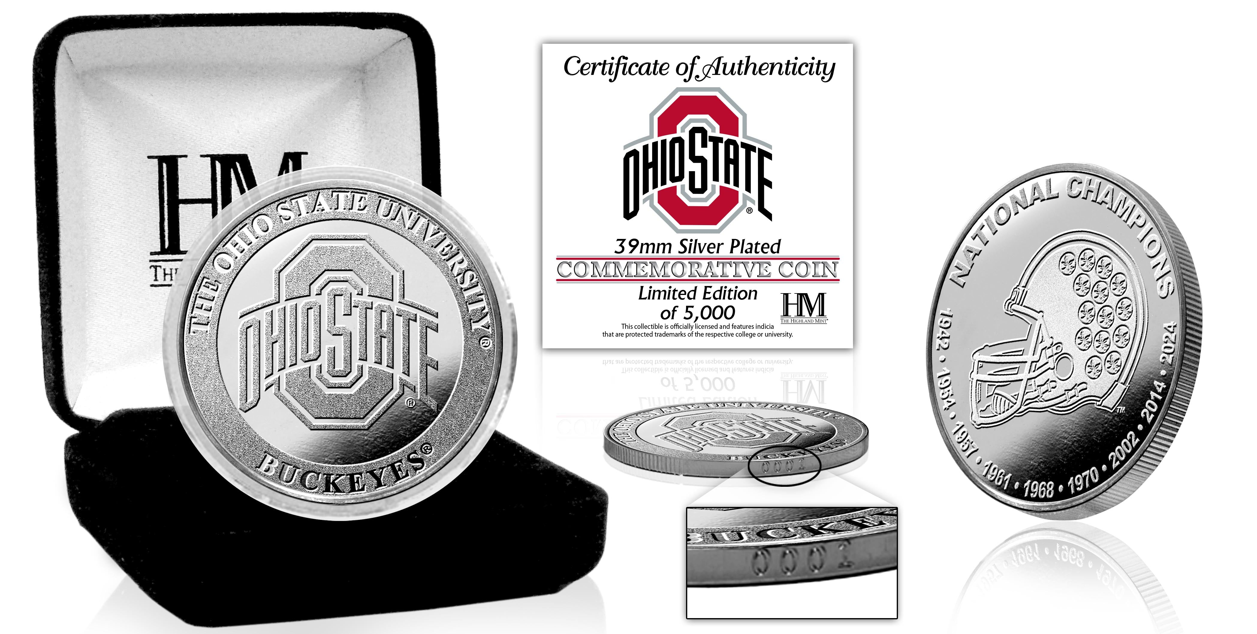 Ohio State University Buckeyes 9 Time National Champions Silver Coin