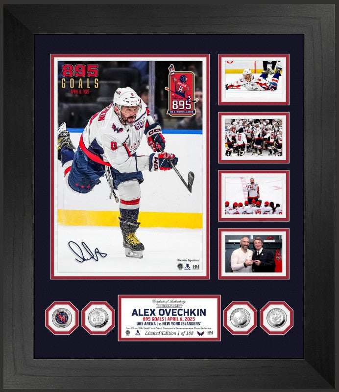 Alex Ovechkin Capitals 895 Goals Grand Highlight Silver Coin Photo mint - Framed