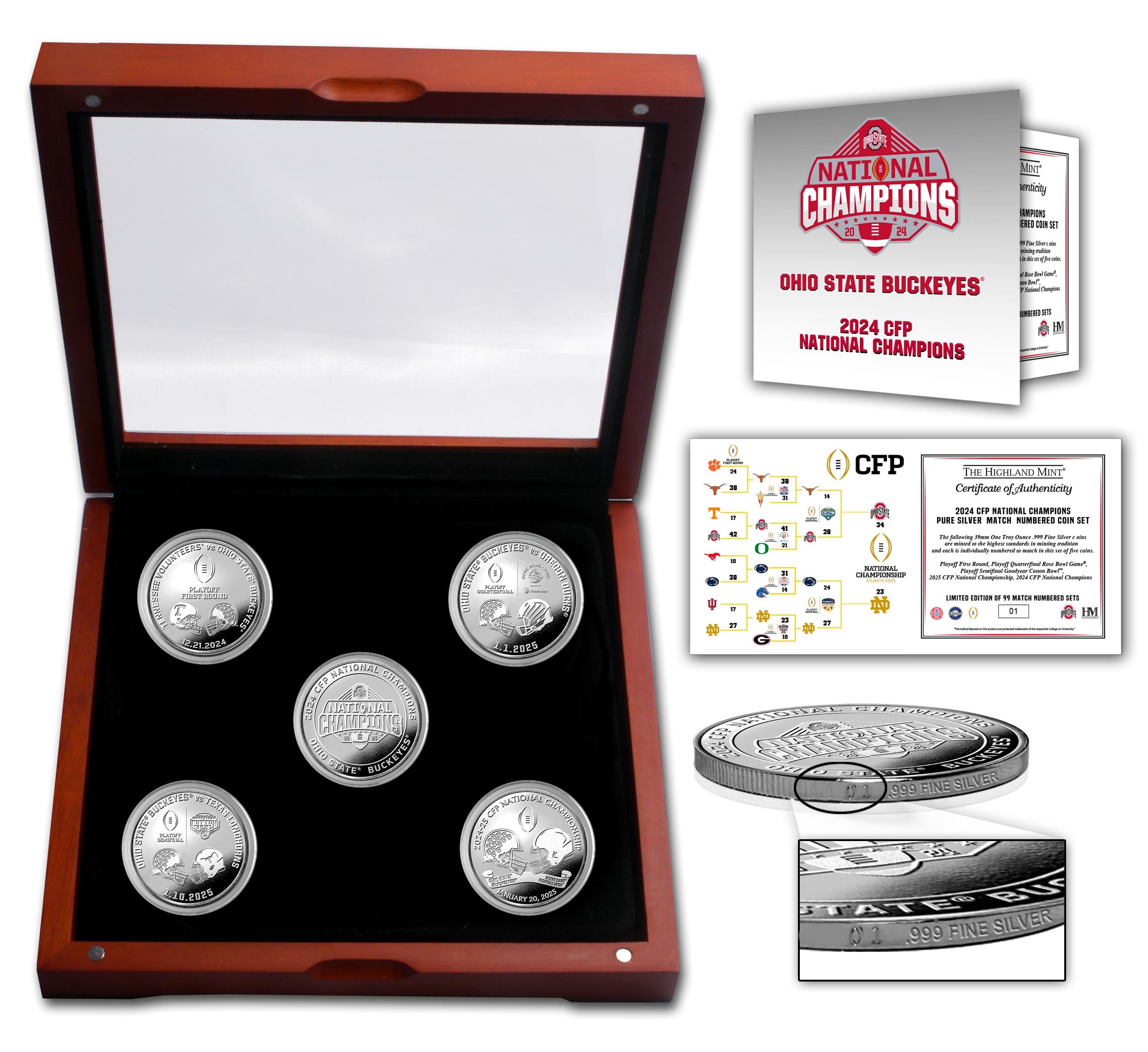 Ohio State Buckeyes 2024/2025 CFP Champs Pure Silver Game Coin Set