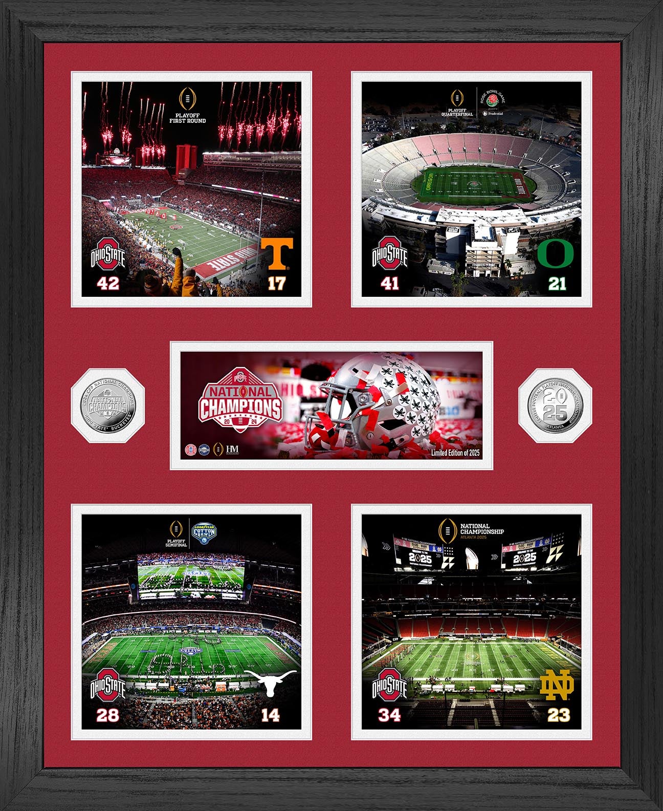 Ohio State University 2024/2025 CFP National Champions Memorable Moments Silver Coin Photo Mint - Framed