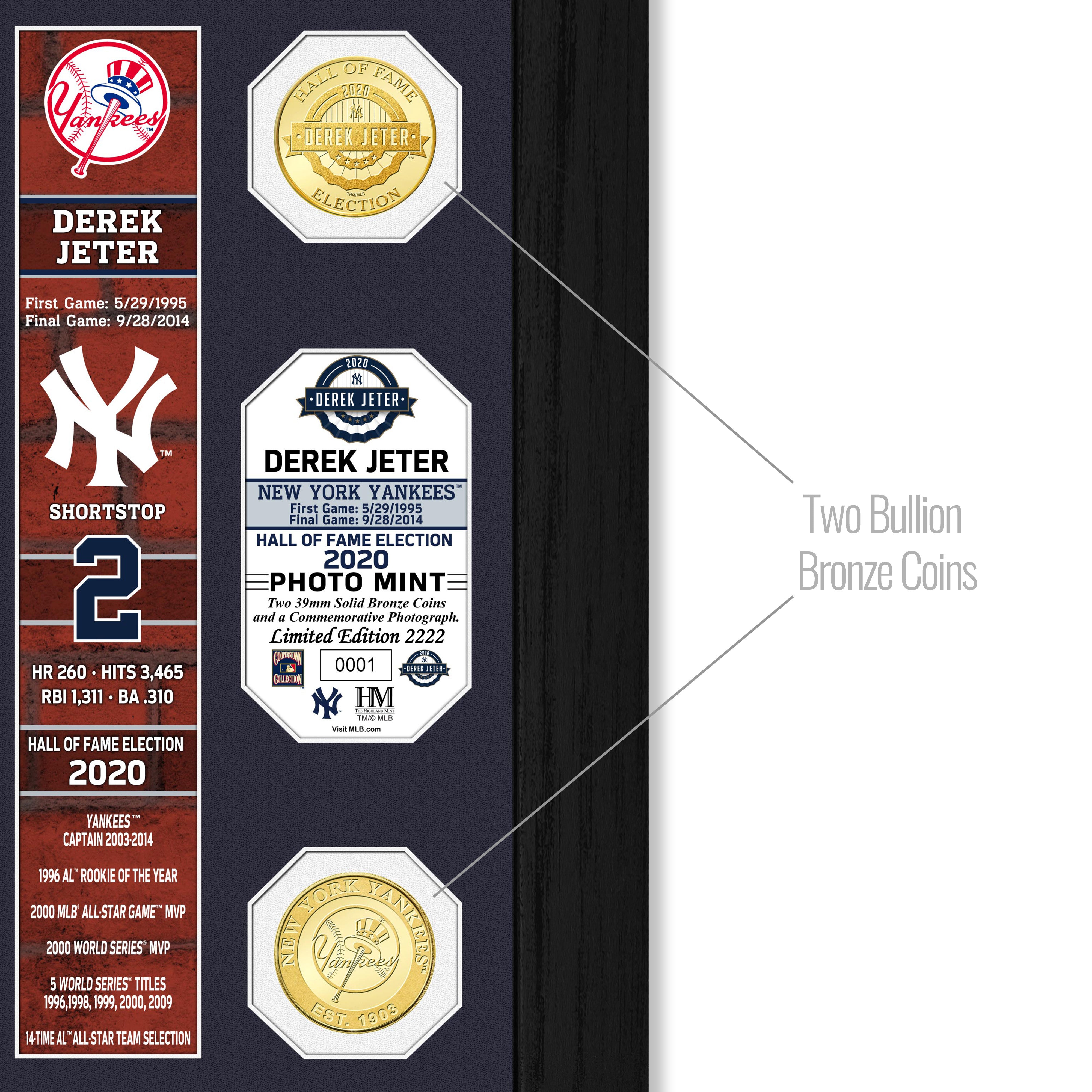 Derek Jeter 2020 HOF Induction Banner Bronze Coin Photo Mint