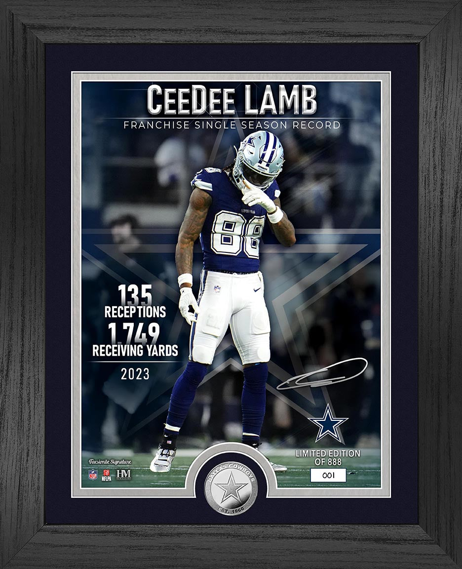 CeeDee Lamb Dallas Cowboys Receiving Record Silver Coin Photo Mint