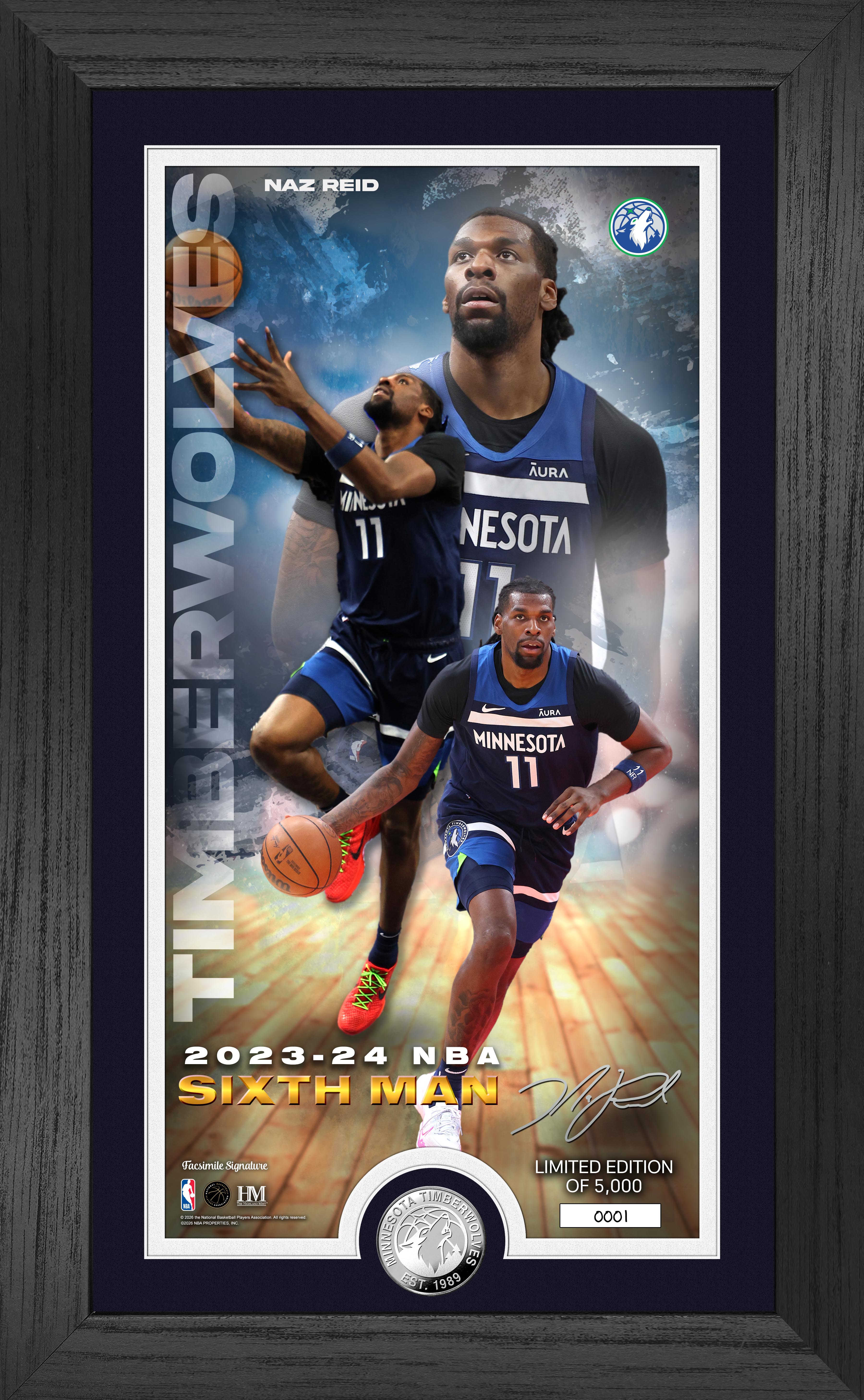 Naz Reid 2024 NBA Sixth Man Award Silver Coin Photo Mint - Framed
