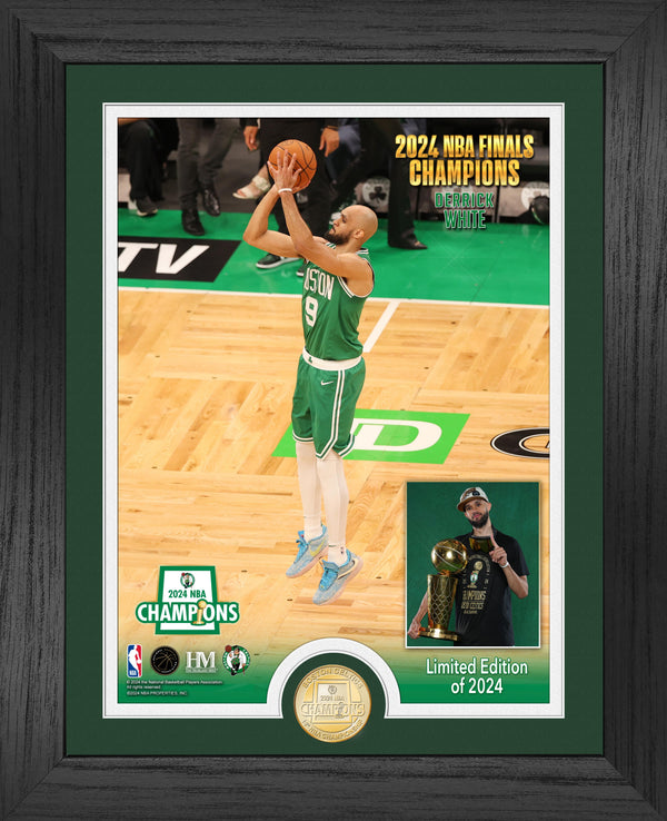 Derrick White 2024 NBA Champions Bronze Coin Photo Mint - Framed