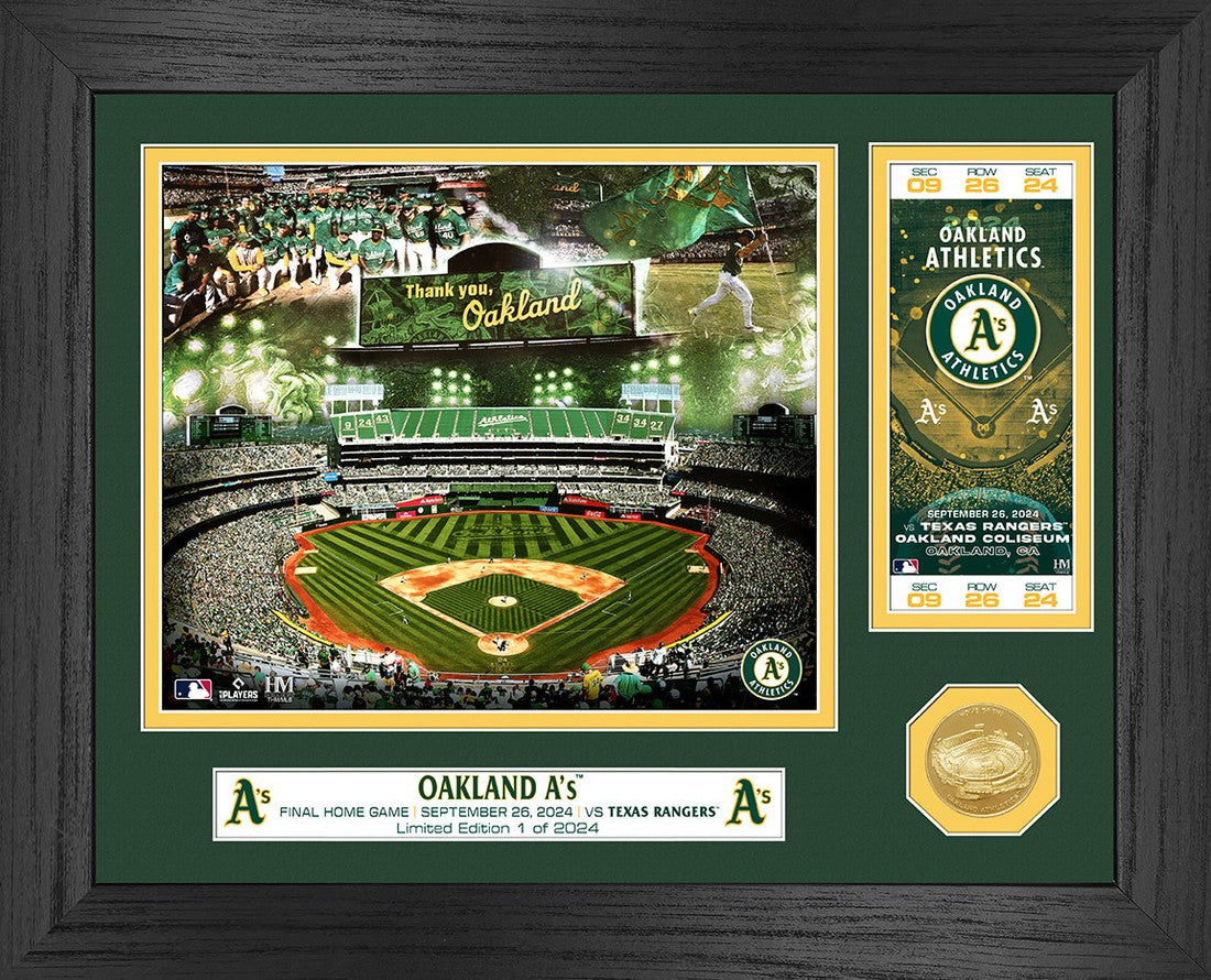 Oakland A’s Final Home Game Bronze Coin Photo Mint - Framed