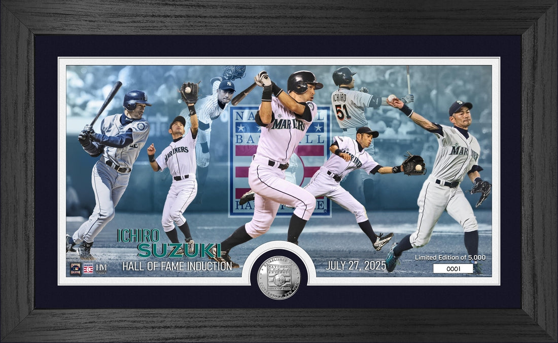Ichiro Suzuki Hall of Fame Induction Silver Coin Pano Photo Mint - Framed