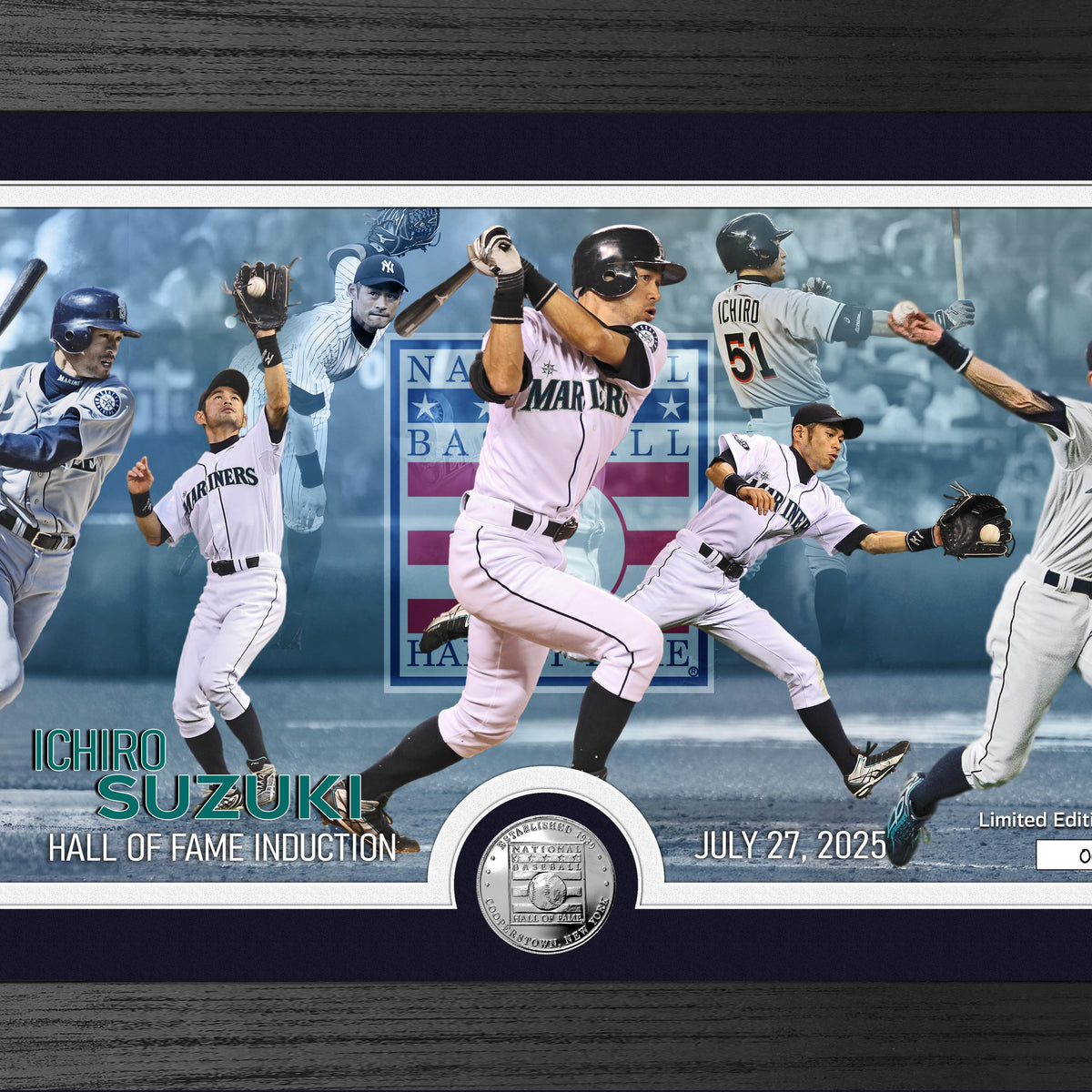 Ichiro Suzuki Hall of Fame Induction Silver Coin Pano Photo Mint