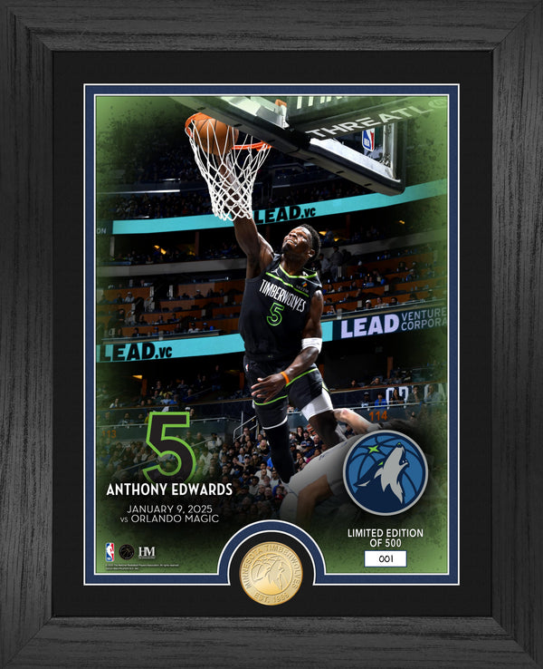 Anthony Edwards Grand Dunk Bronze Coin Photo Mint - Framed