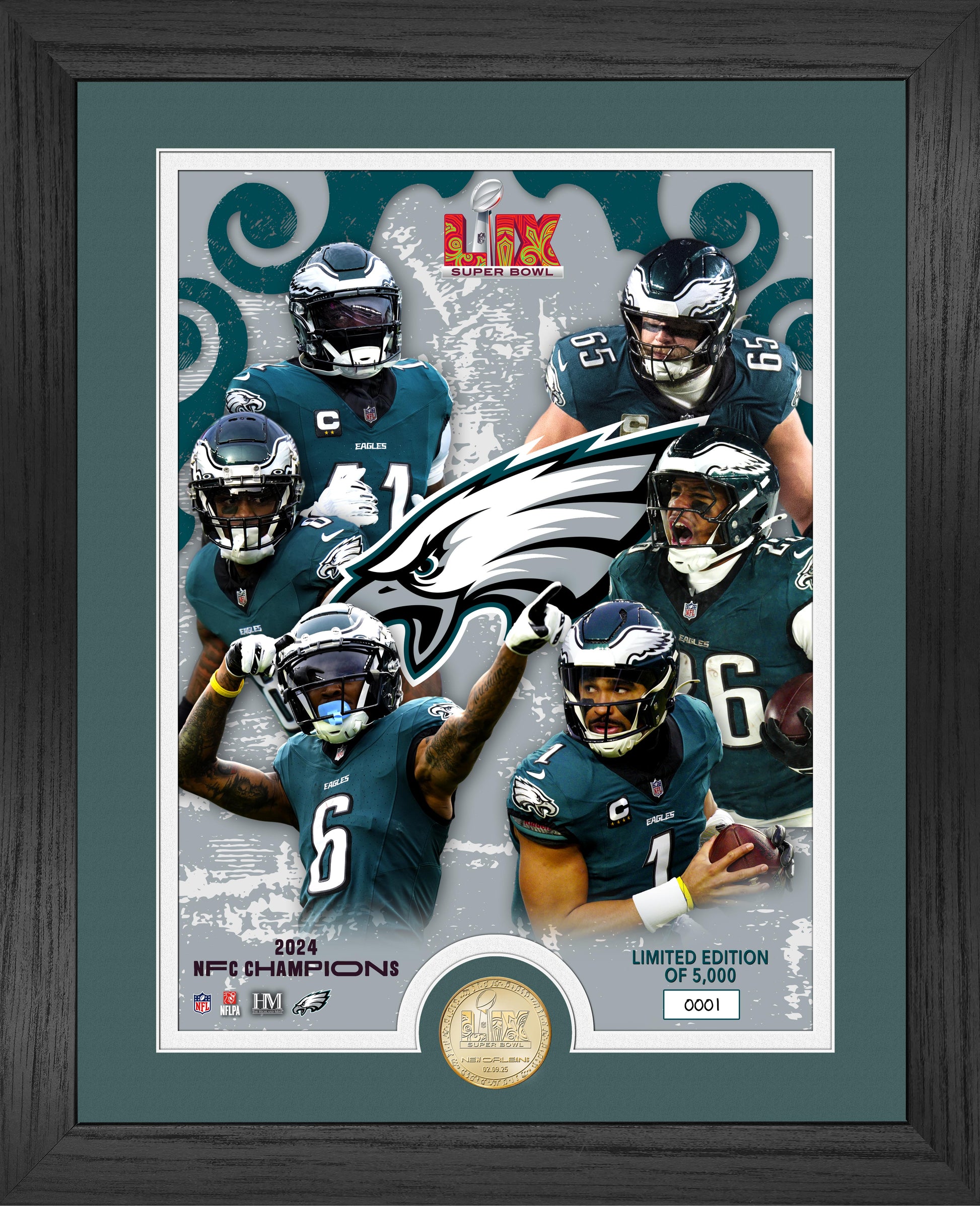 Philadelphia Eagles Super Bowl LIX Team Force Photo Mint - Framed
