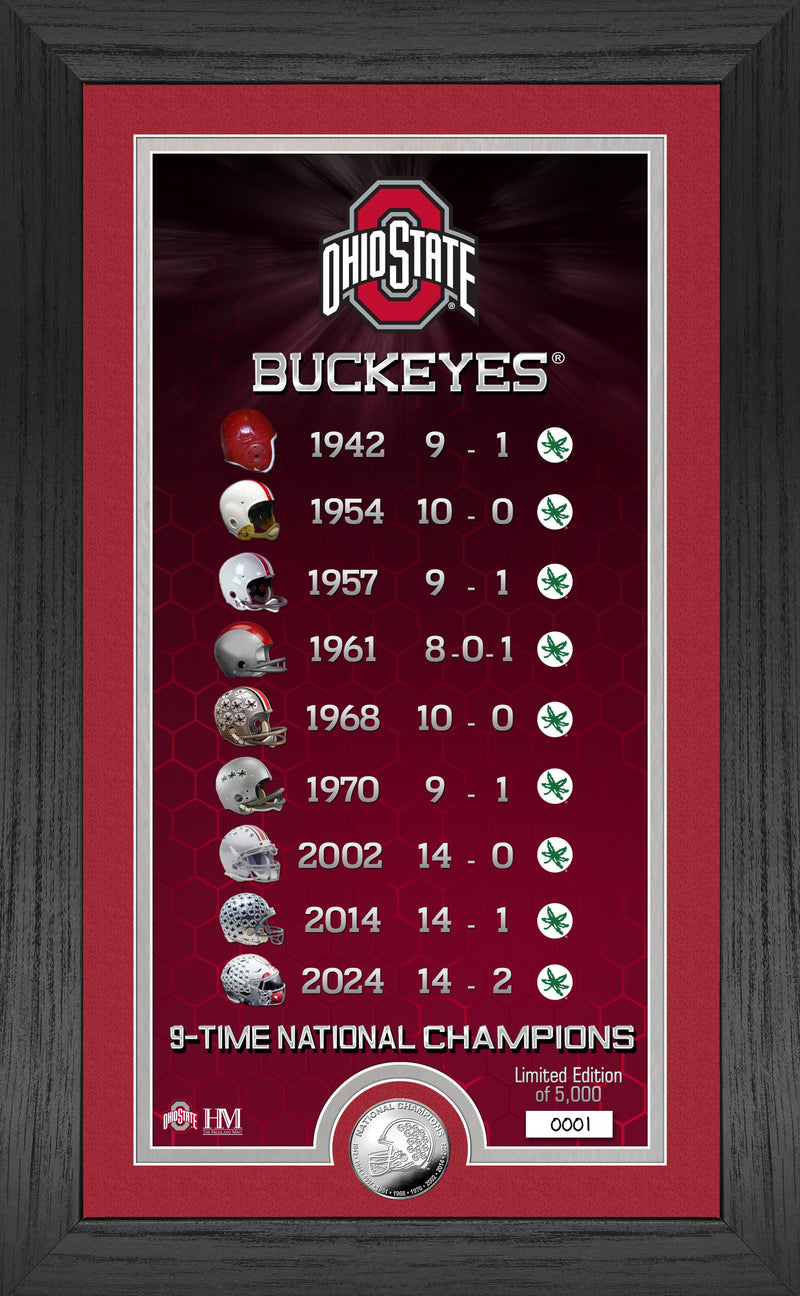 Ohio State 9 Time National Champions Legacy Silver Coin Pano - Coins
