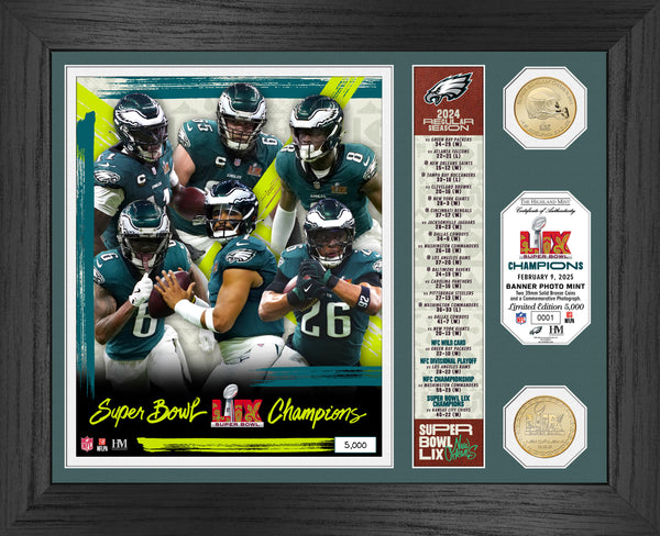 Philadelphia Eagles Super Bowl LIX Champions Bronze Coin Photo Mint - Framed